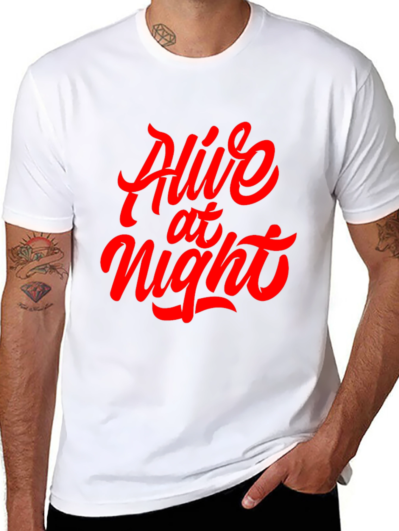 Alive At Night Graphic Tee - Black Cotton T-Shirt