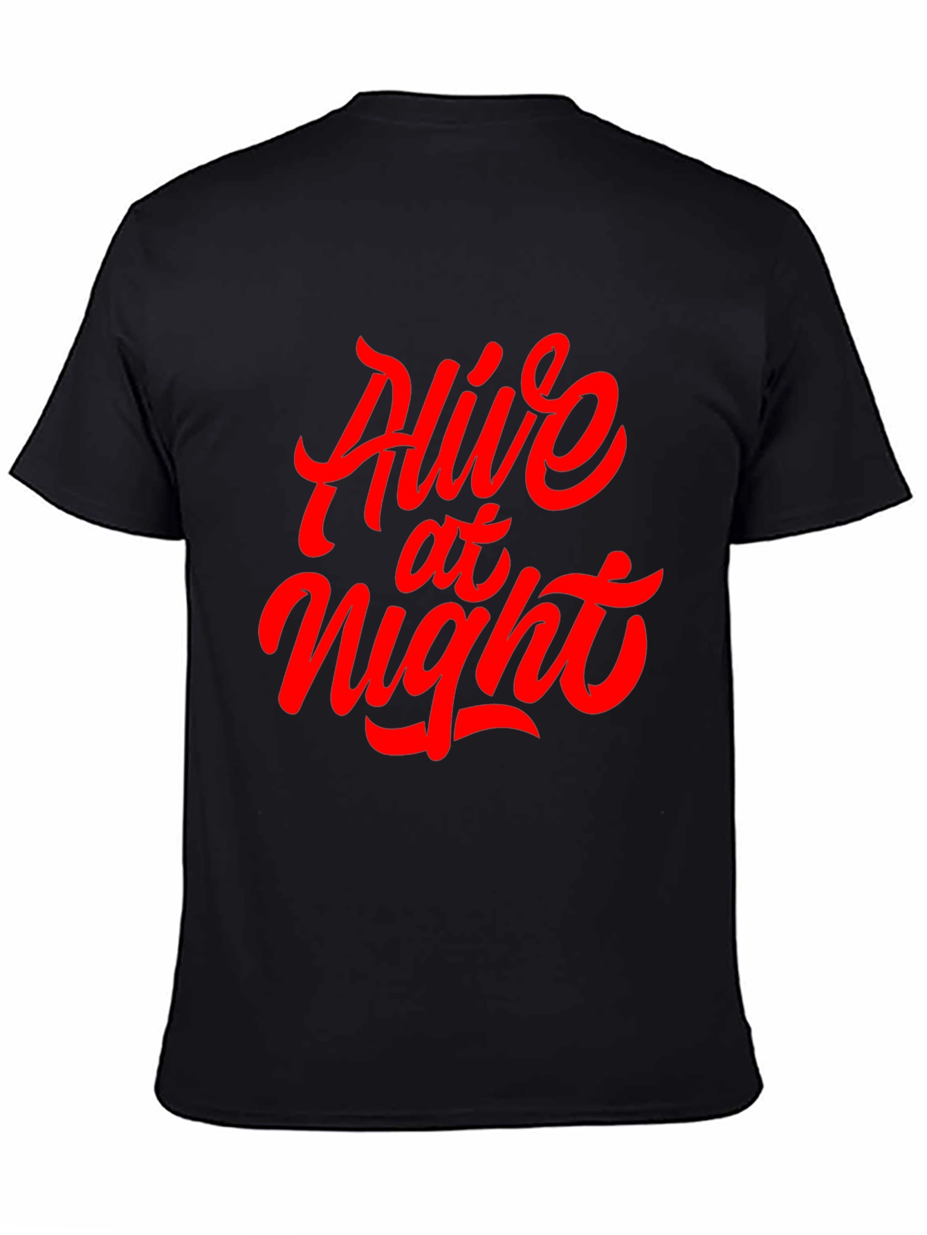 Alive At Night Graphic Tee - Black Cotton T-Shirt