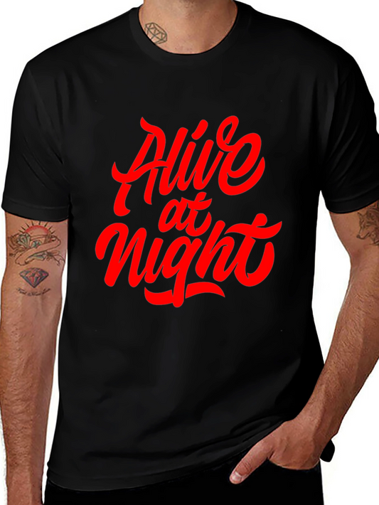 Alive At Night Graphic Tee - Black Cotton T-Shirt