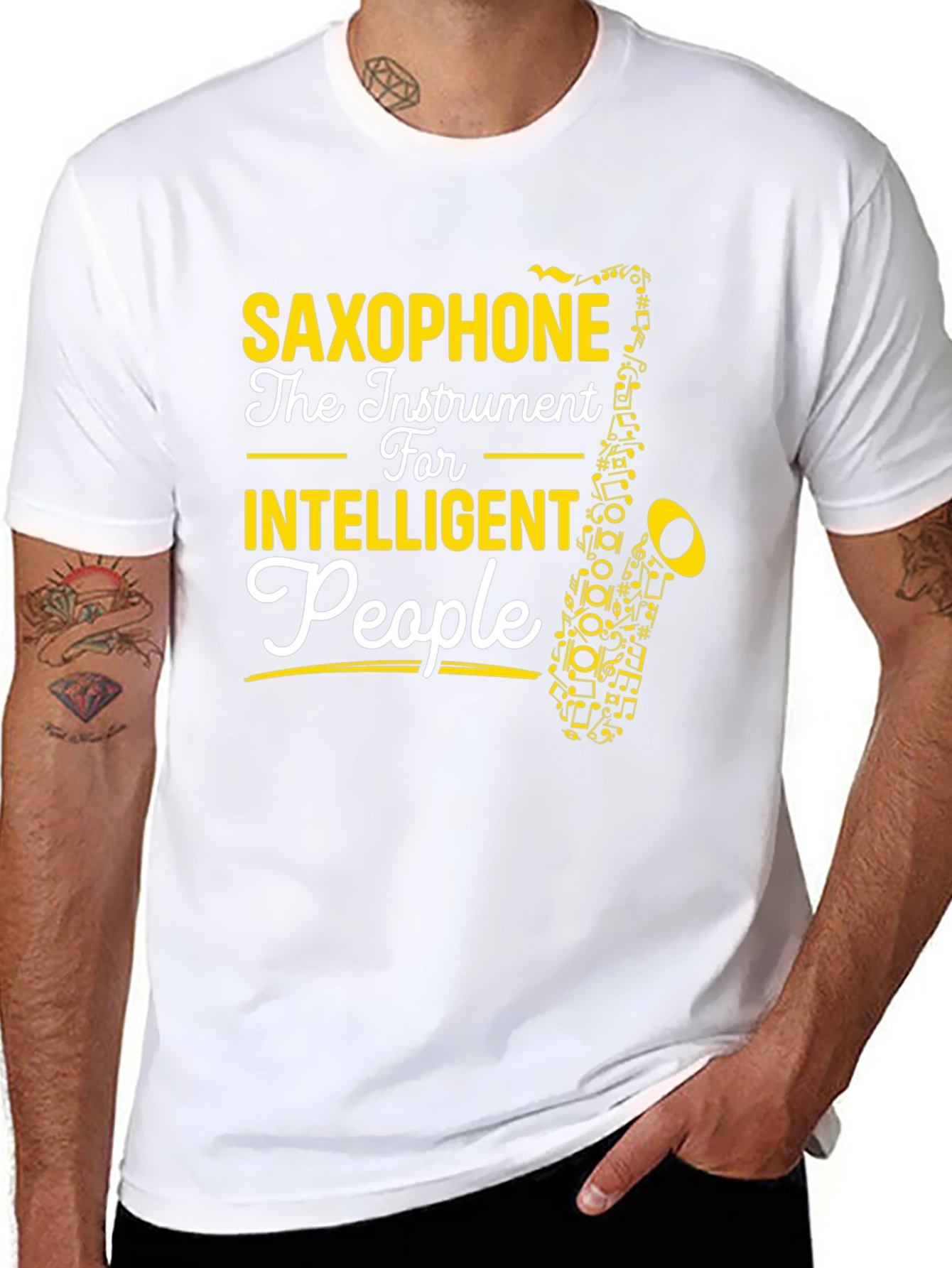 Saxophone Intelligent People Black T-Shirt