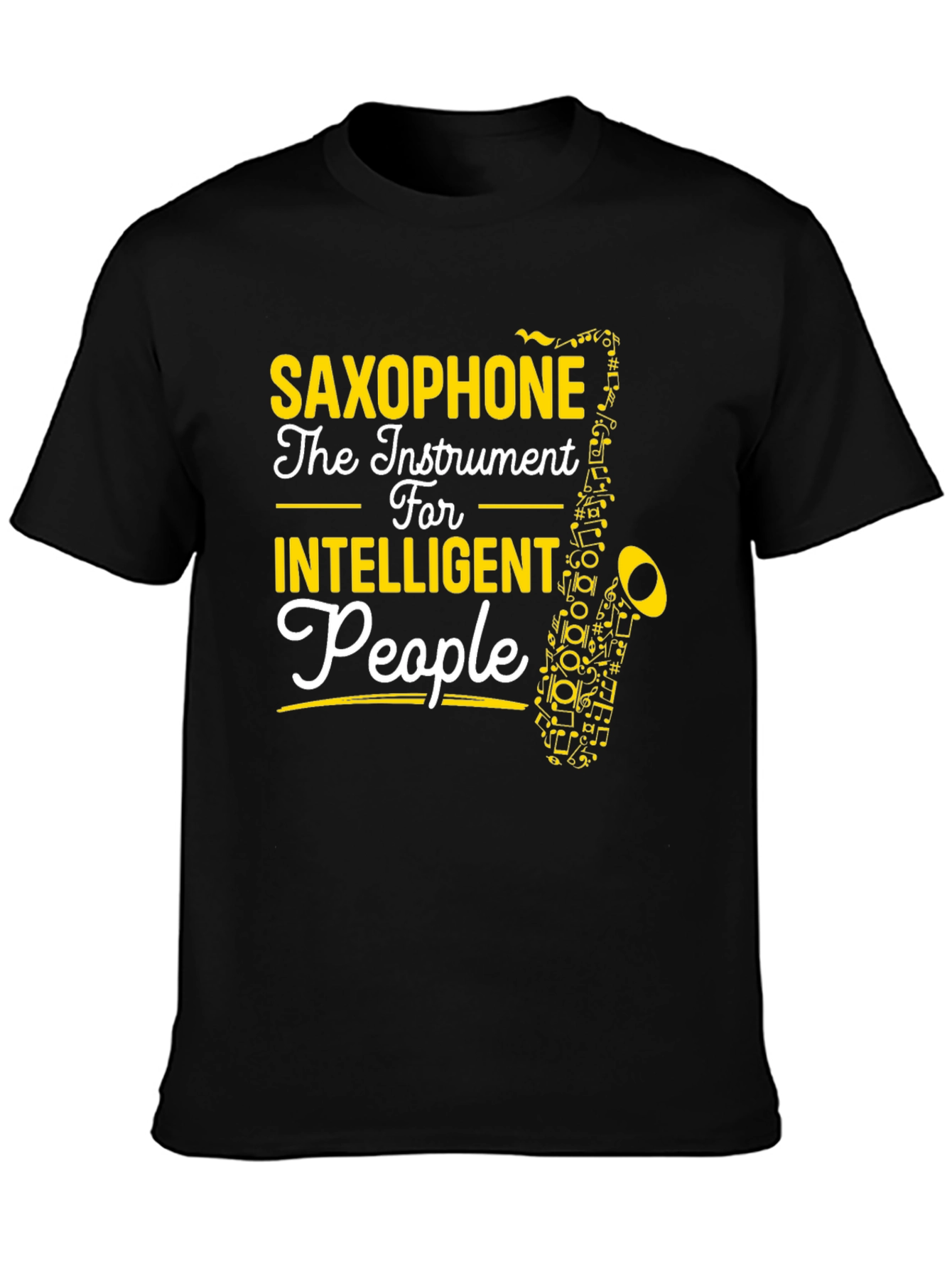 Saxophone Intelligent People Black T-Shirt