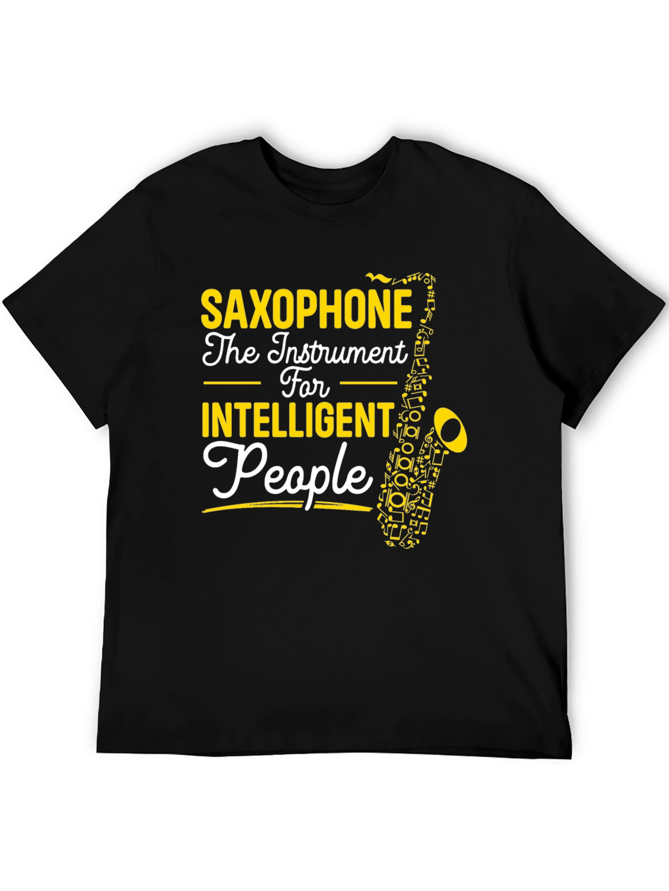 Saxophone Intelligent People Black T-Shirt