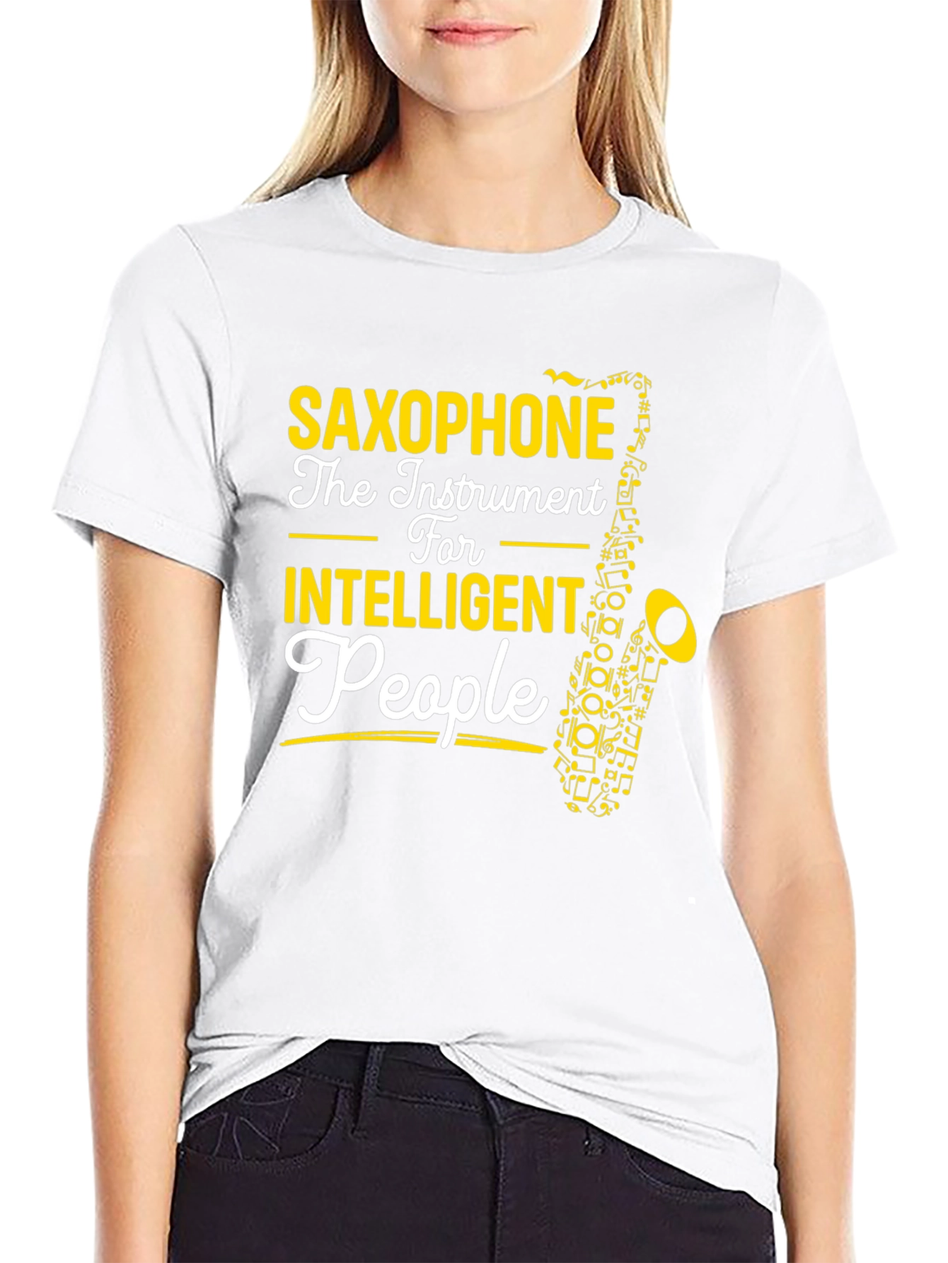 Saxophone Intelligent People Black T-Shirt