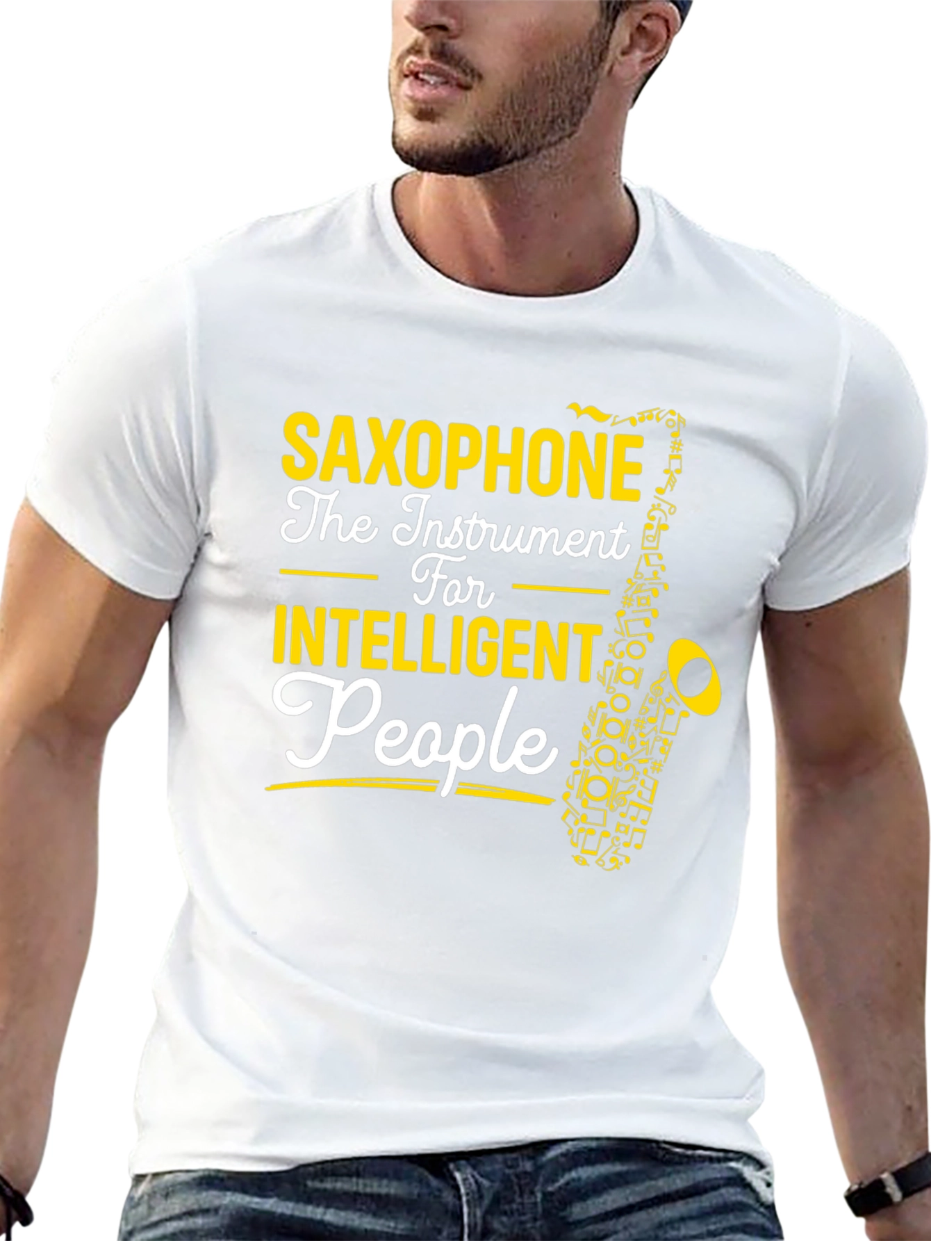 Saxophone Intelligent People Black T-Shirt