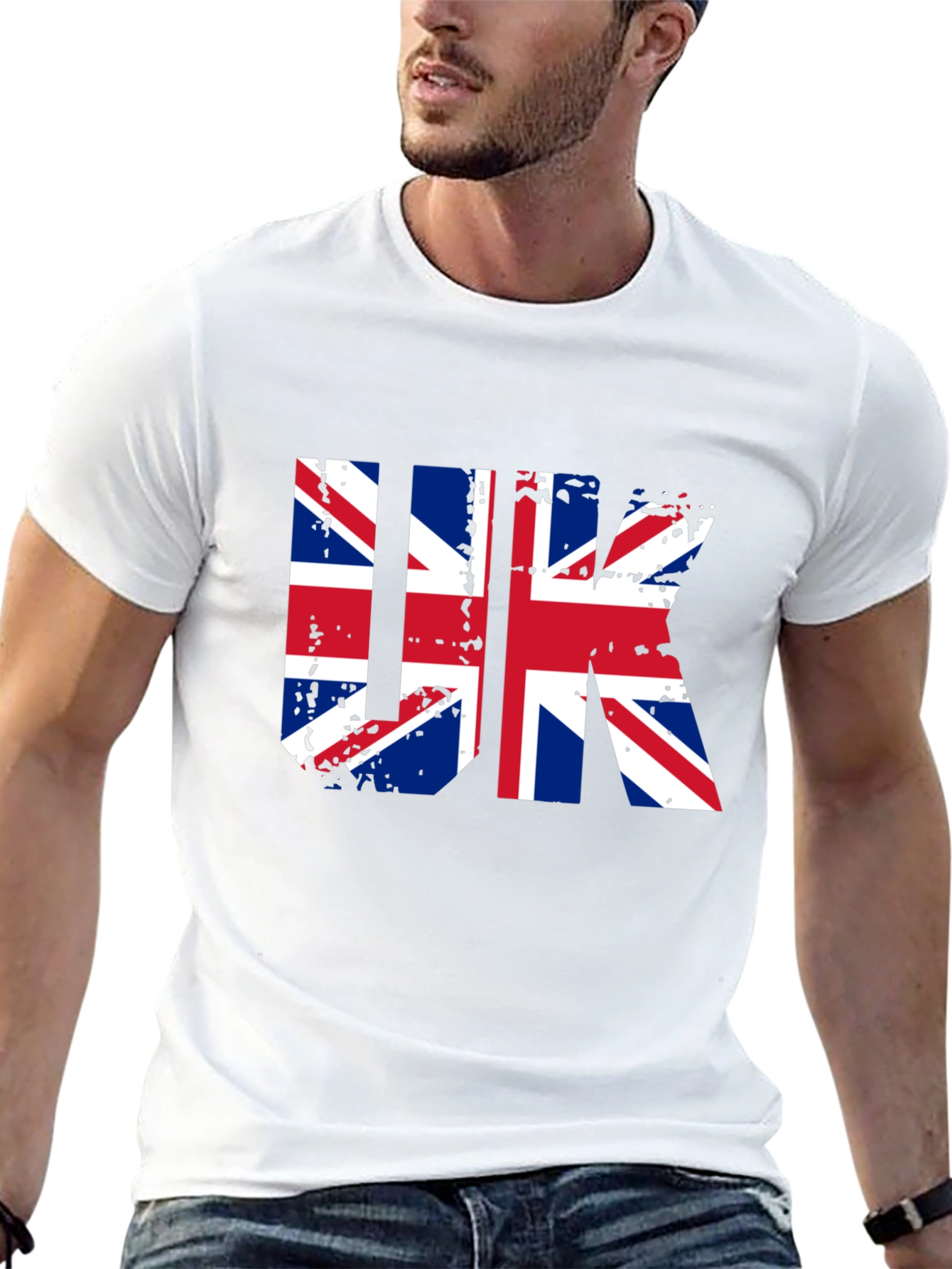 UK Flag Graphic Tee - Black Cotton Blend