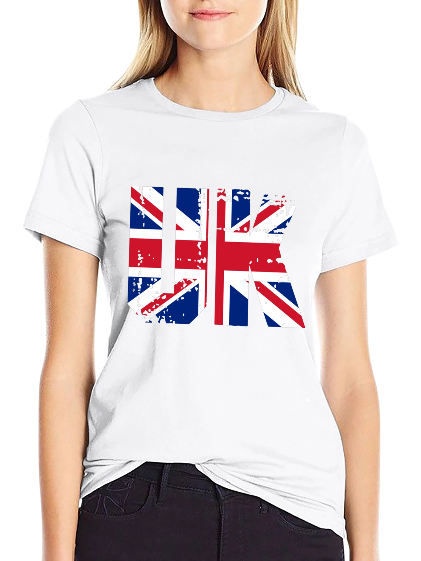 UK Flag Graphic Tee - Black Cotton Blend