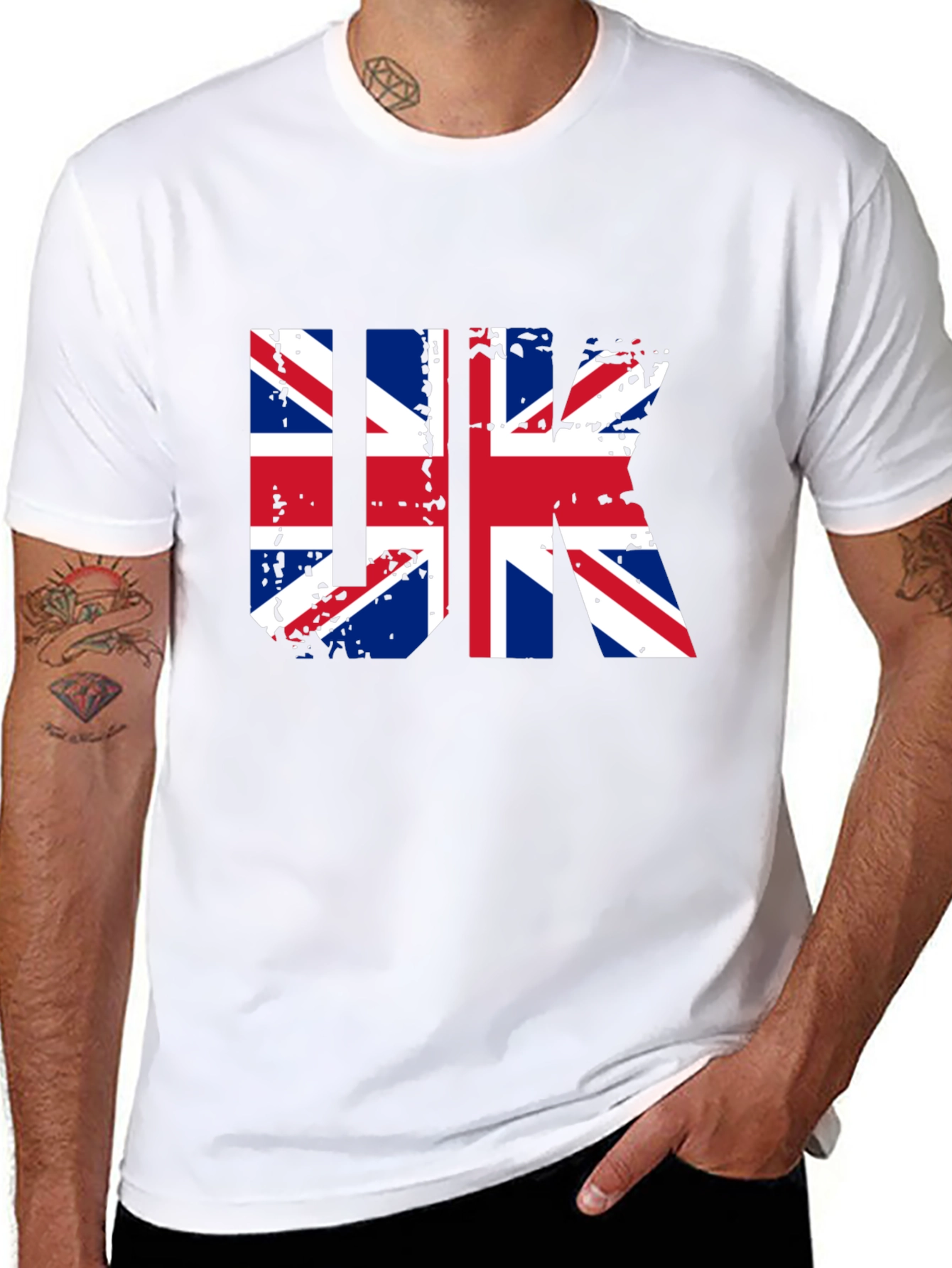 UK Flag Graphic Tee - Black Cotton Blend