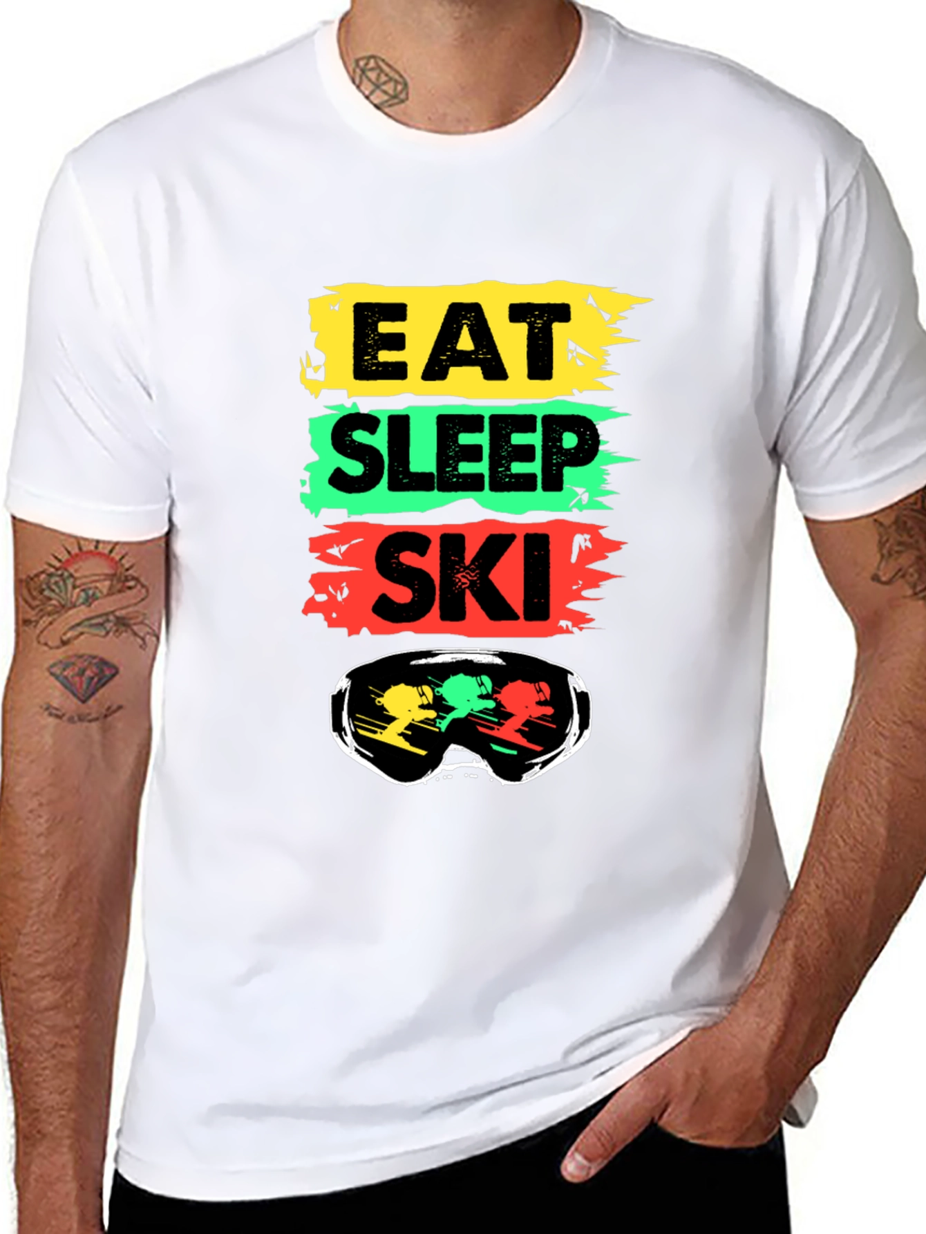 Eat Sleep Ski Black T-Shirt