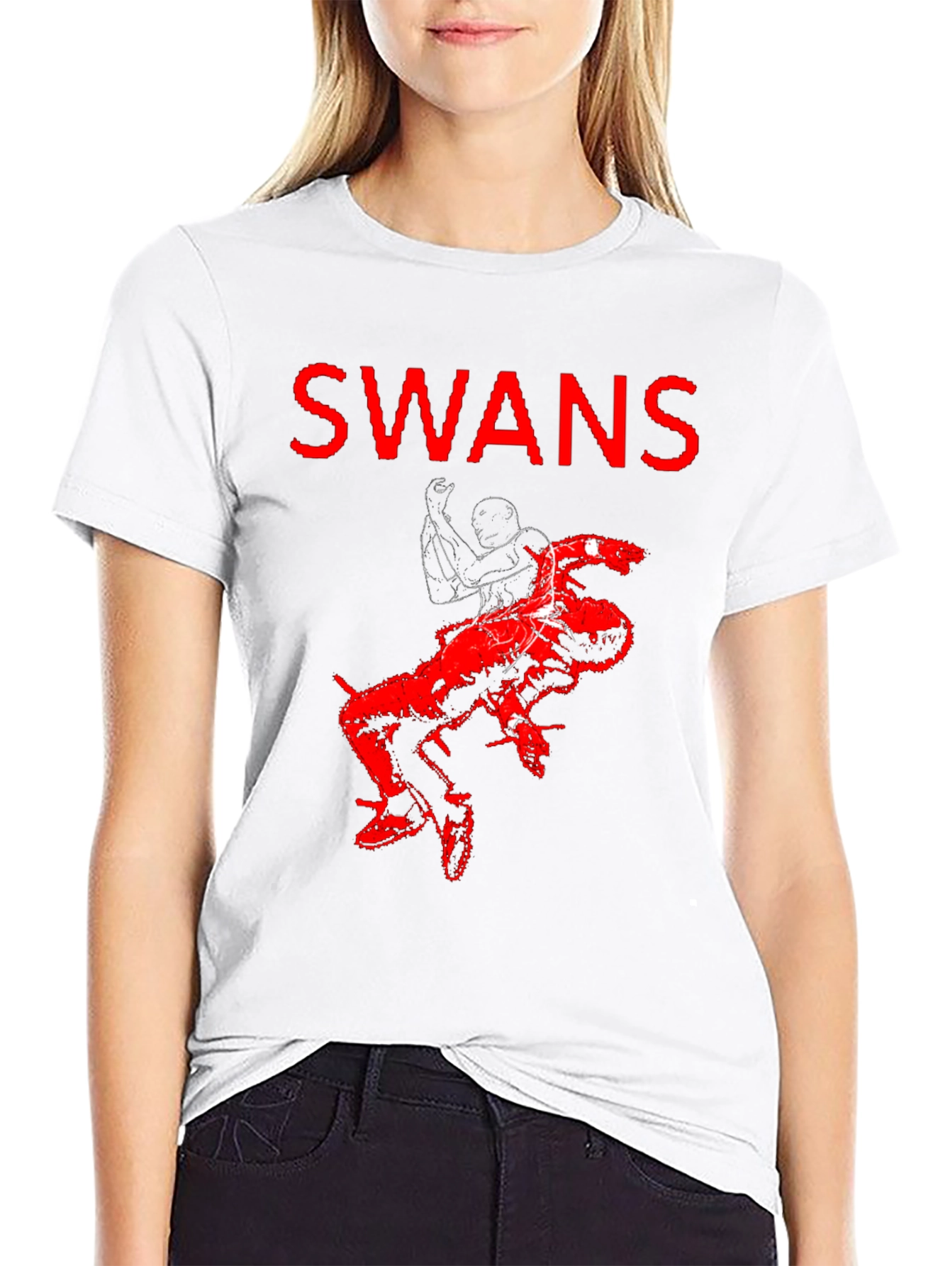 Swans Band Black T-Shirt - Red Print