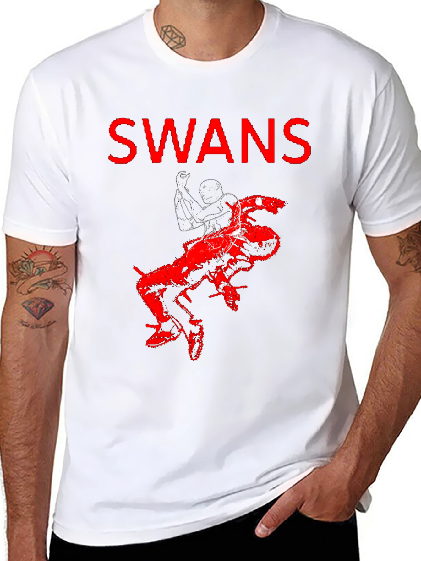 Swans Band Black T-Shirt - Red Print