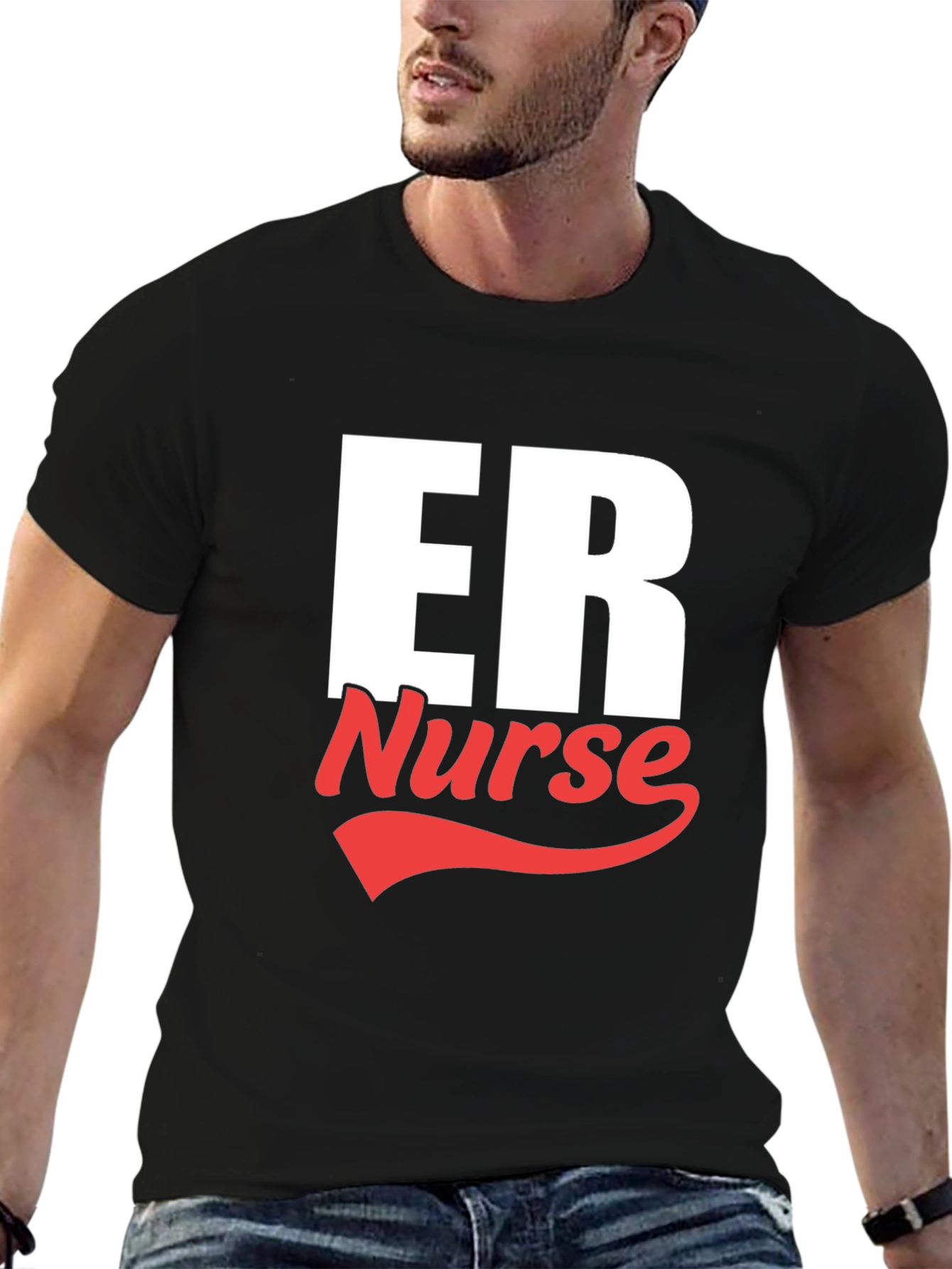 ER Nurse Graphic Tee - Black Cotton T-Shirt
