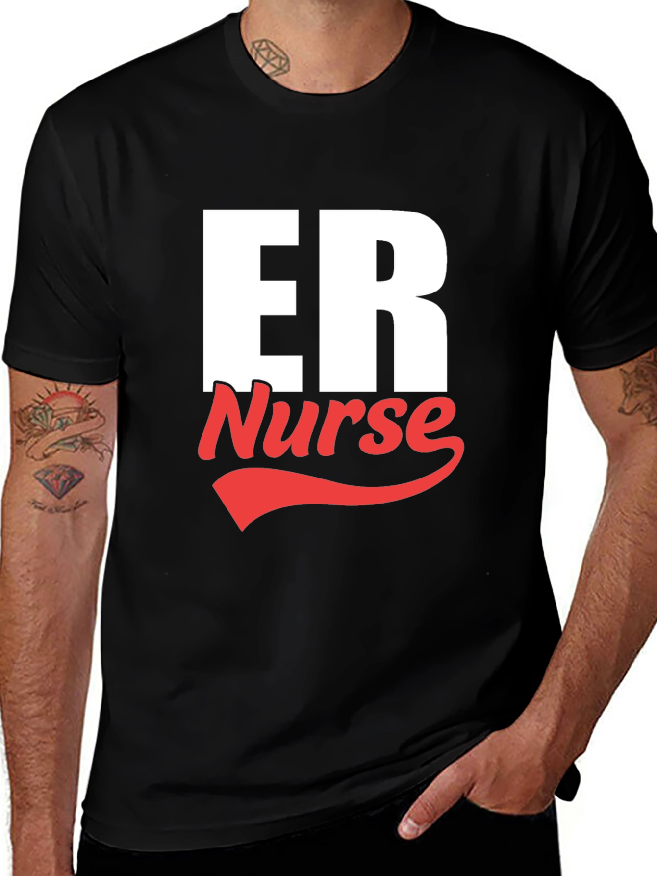 ER Nurse Graphic Tee - Black Cotton T-Shirt