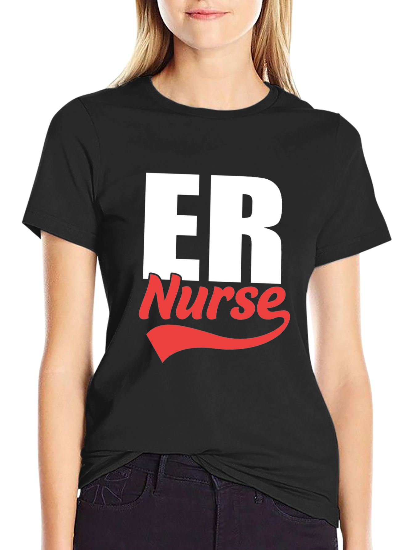 ER Nurse Graphic Tee - Black Cotton T-Shirt