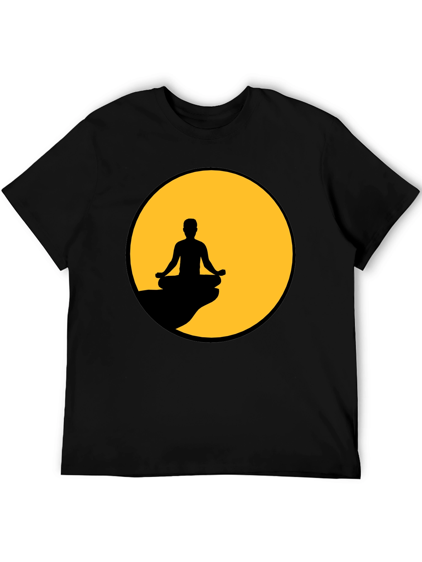 Meditative Silhouette Graphic Tee - Black