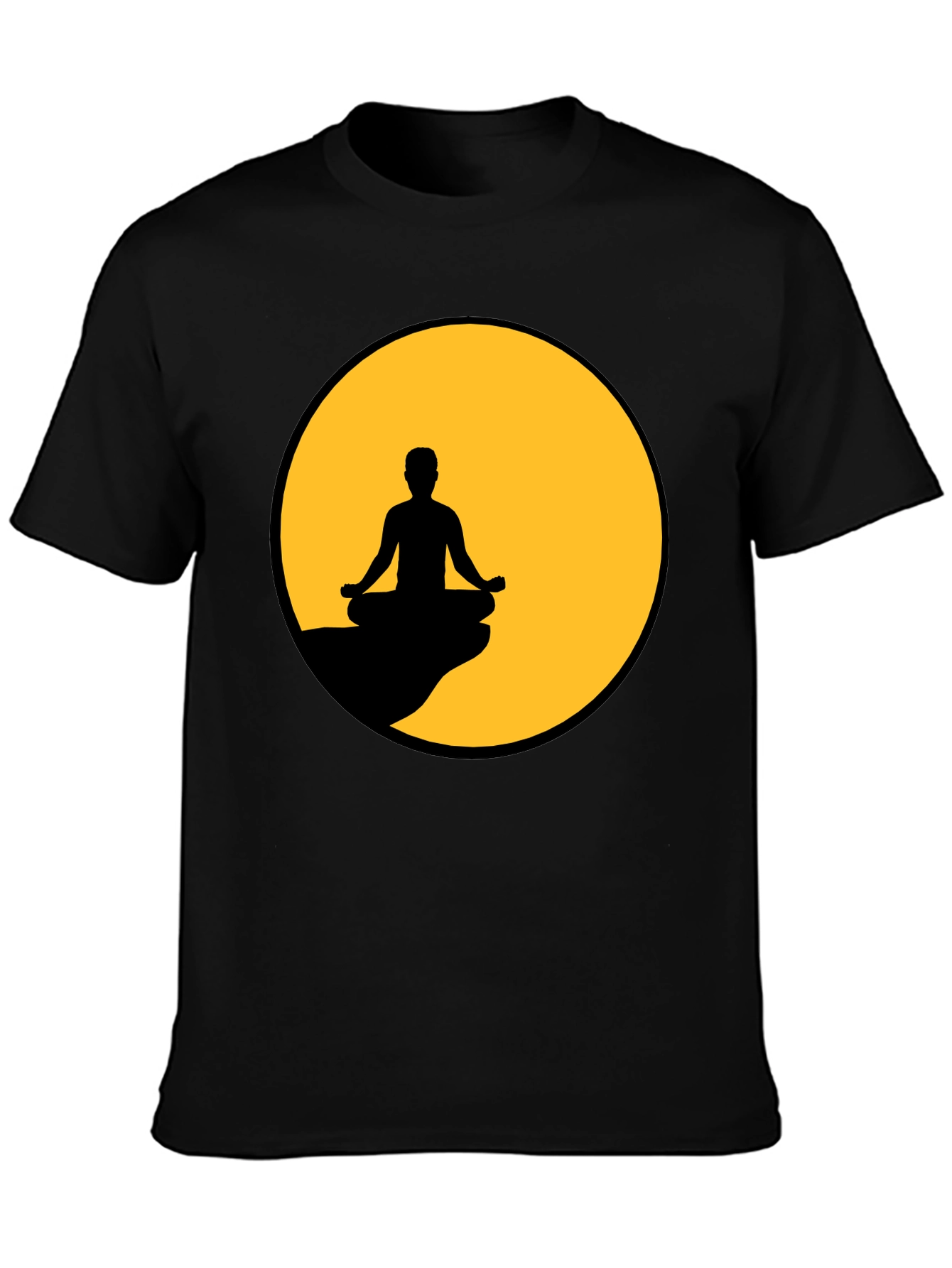 Meditative Silhouette Graphic Tee - Black
