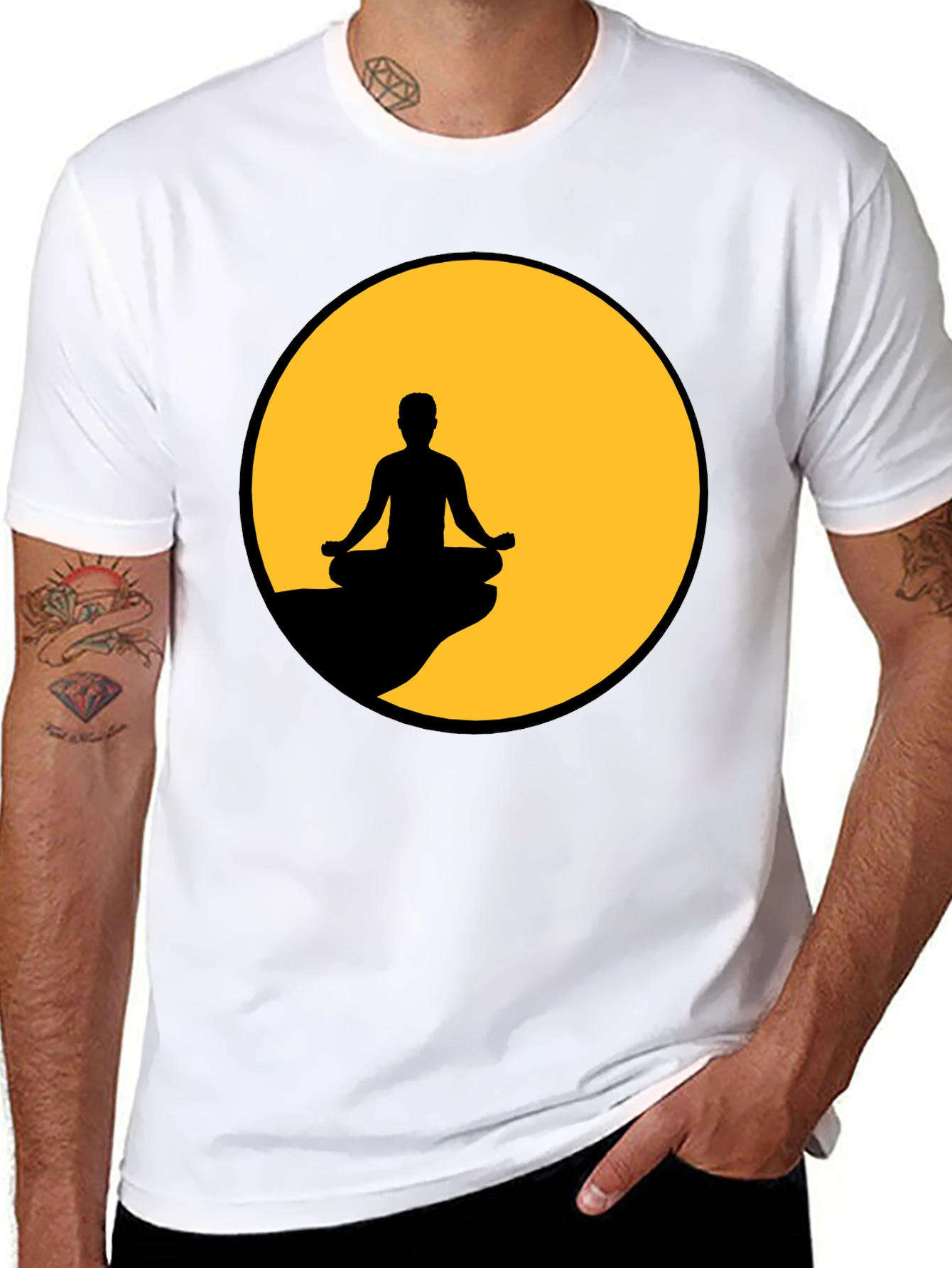 Meditative Silhouette Graphic Tee - Black