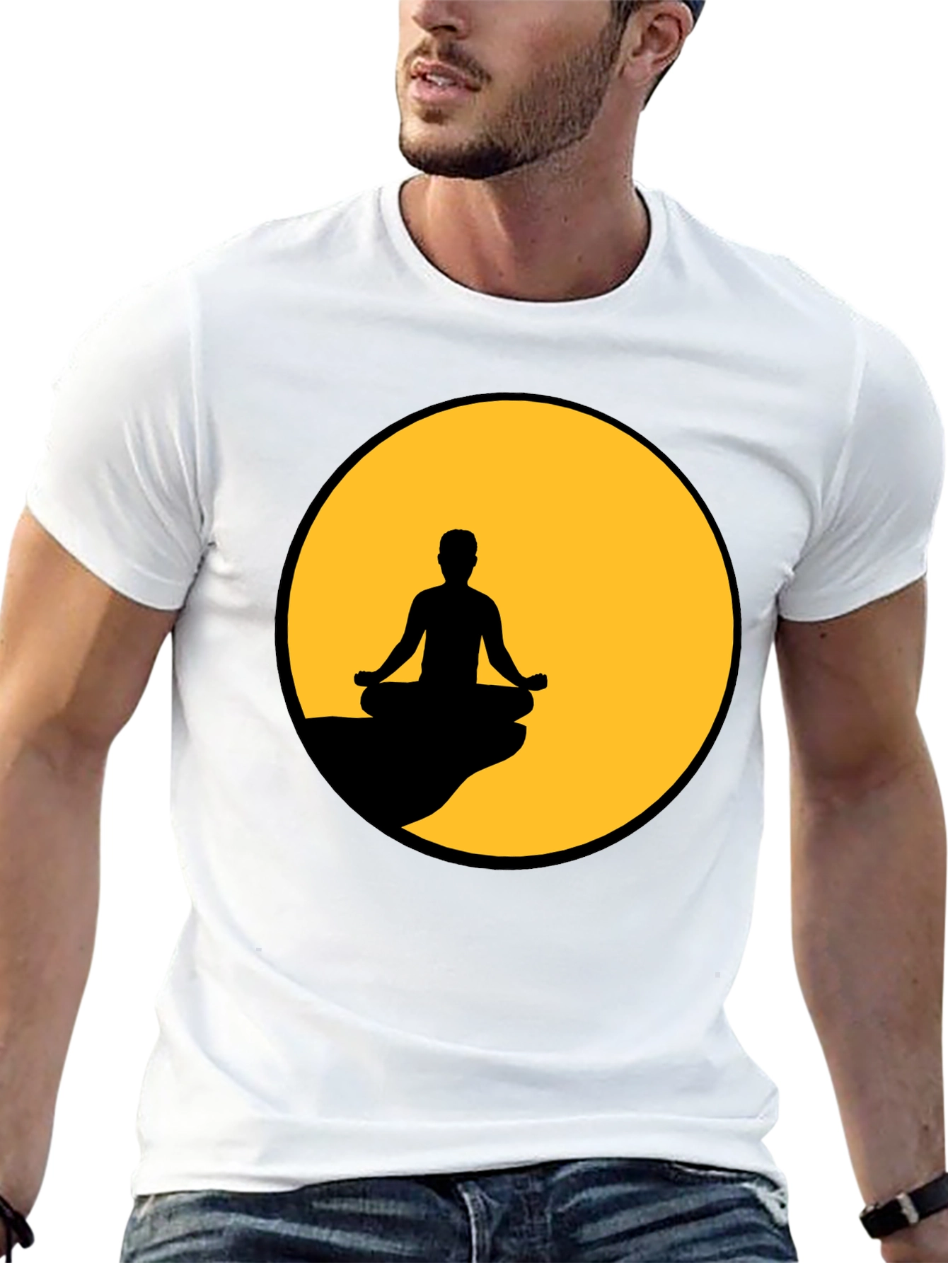 Meditative Silhouette Graphic Tee - Black