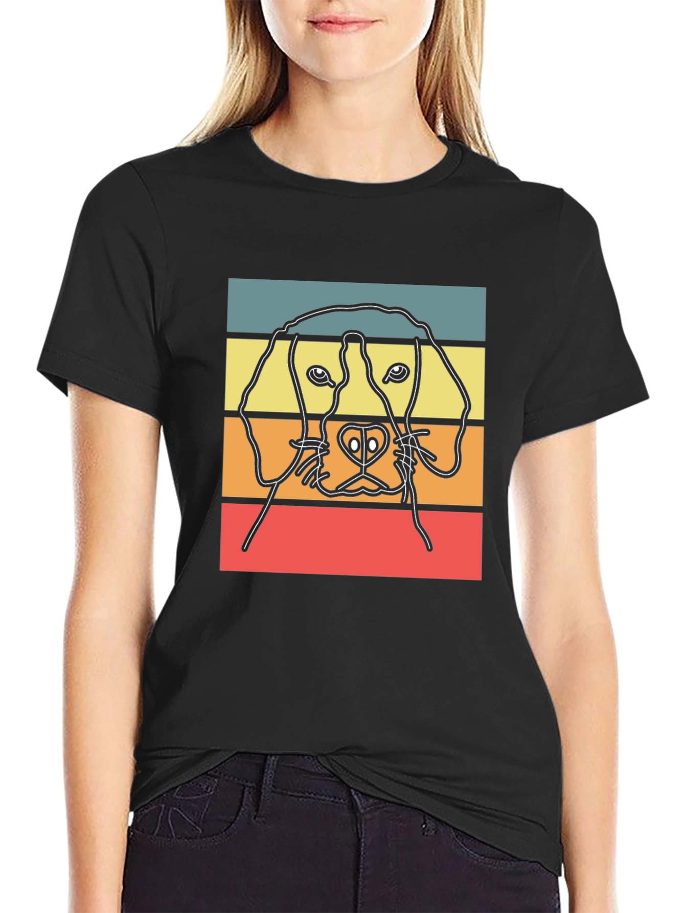 Retro Dog Silhouette Graphic Tee - Stylish Casual Wear