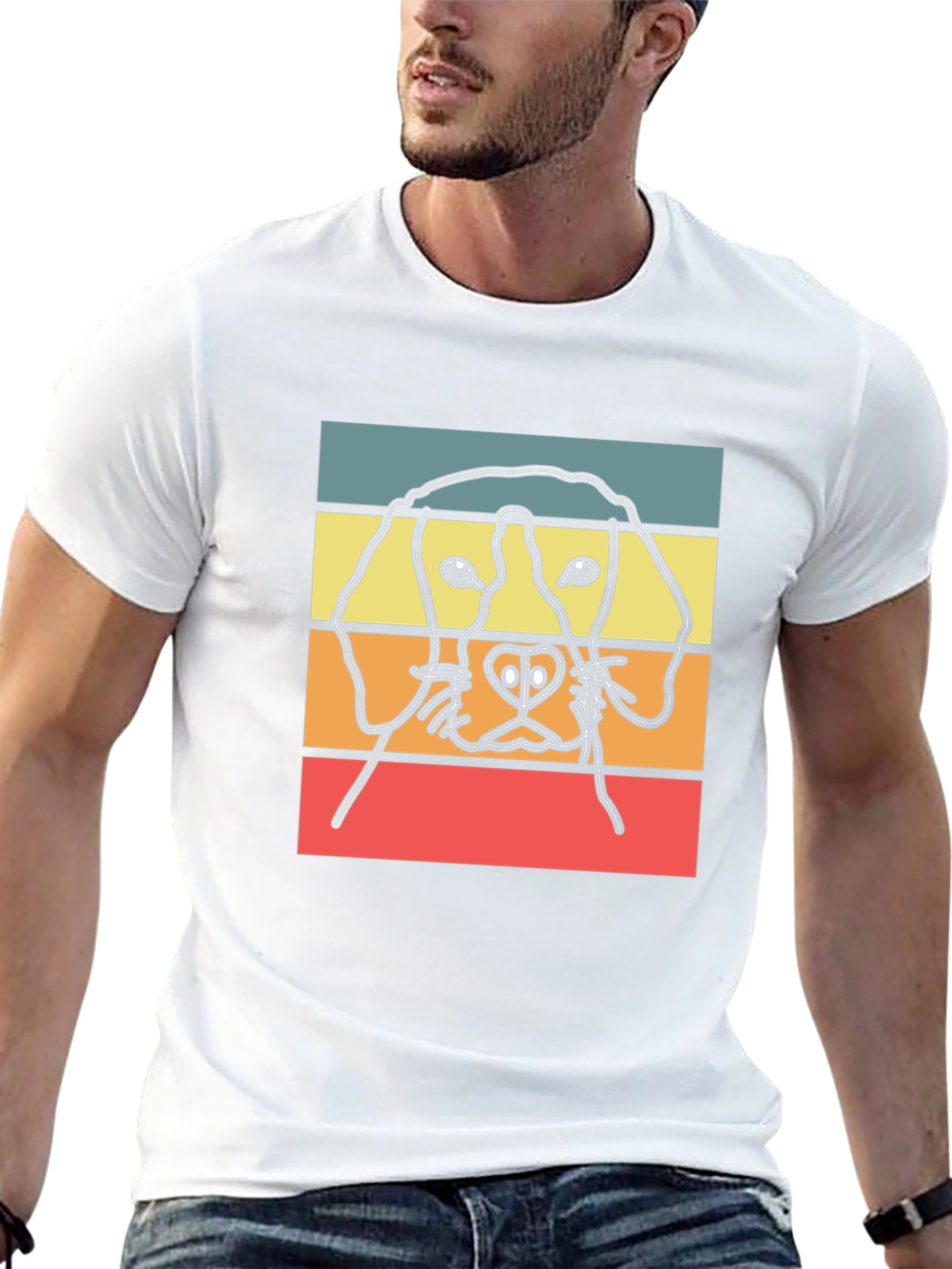 Retro Dog Silhouette Graphic Tee - Stylish Casual Wear