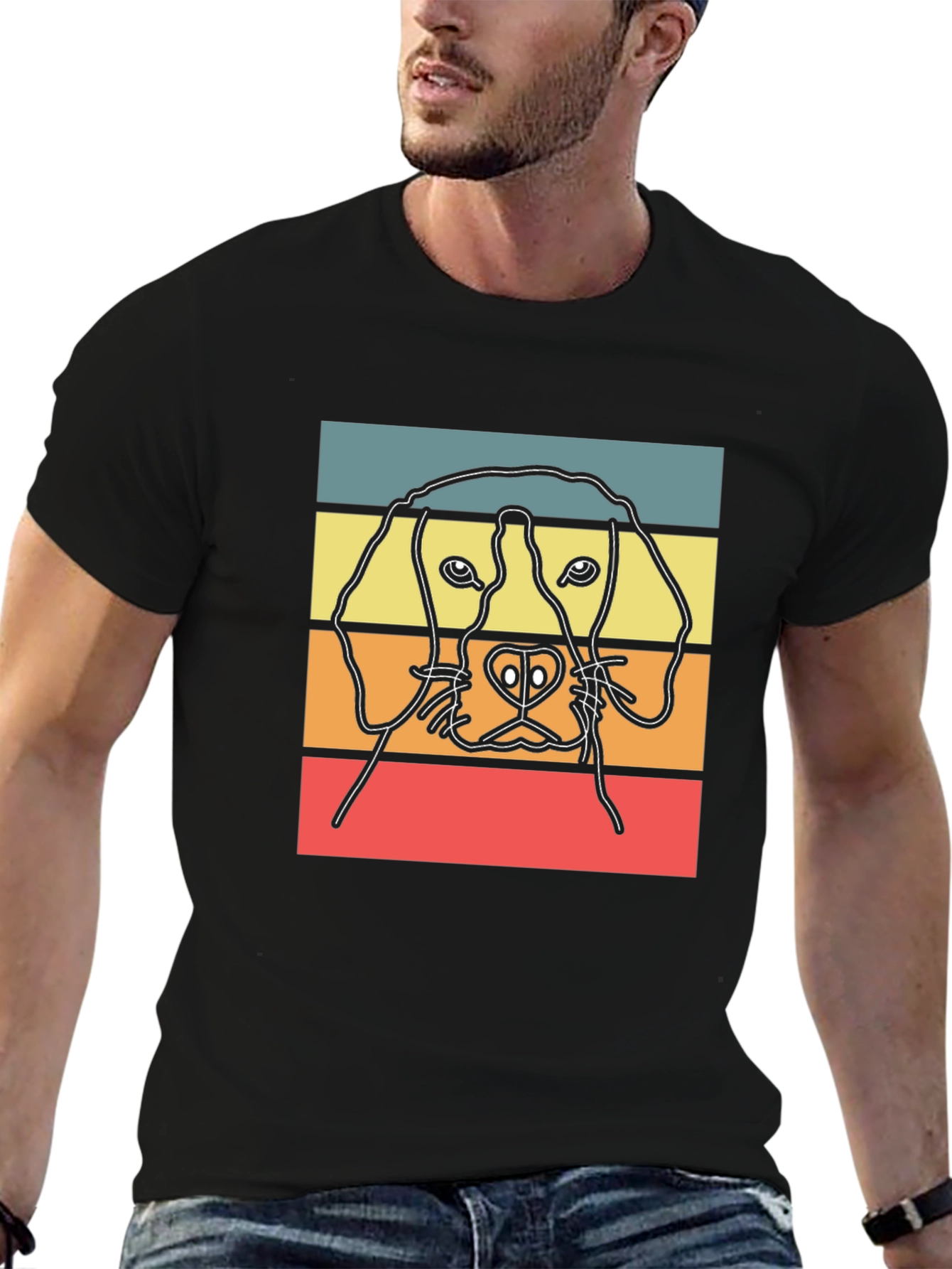 Retro Dog Silhouette Graphic Tee - Stylish Casual Wear