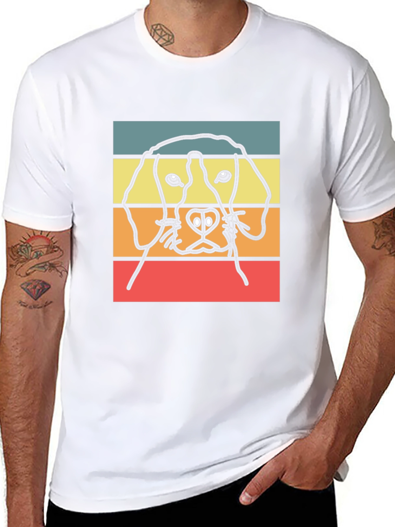 Retro Dog Silhouette Graphic Tee - Stylish Casual Wear