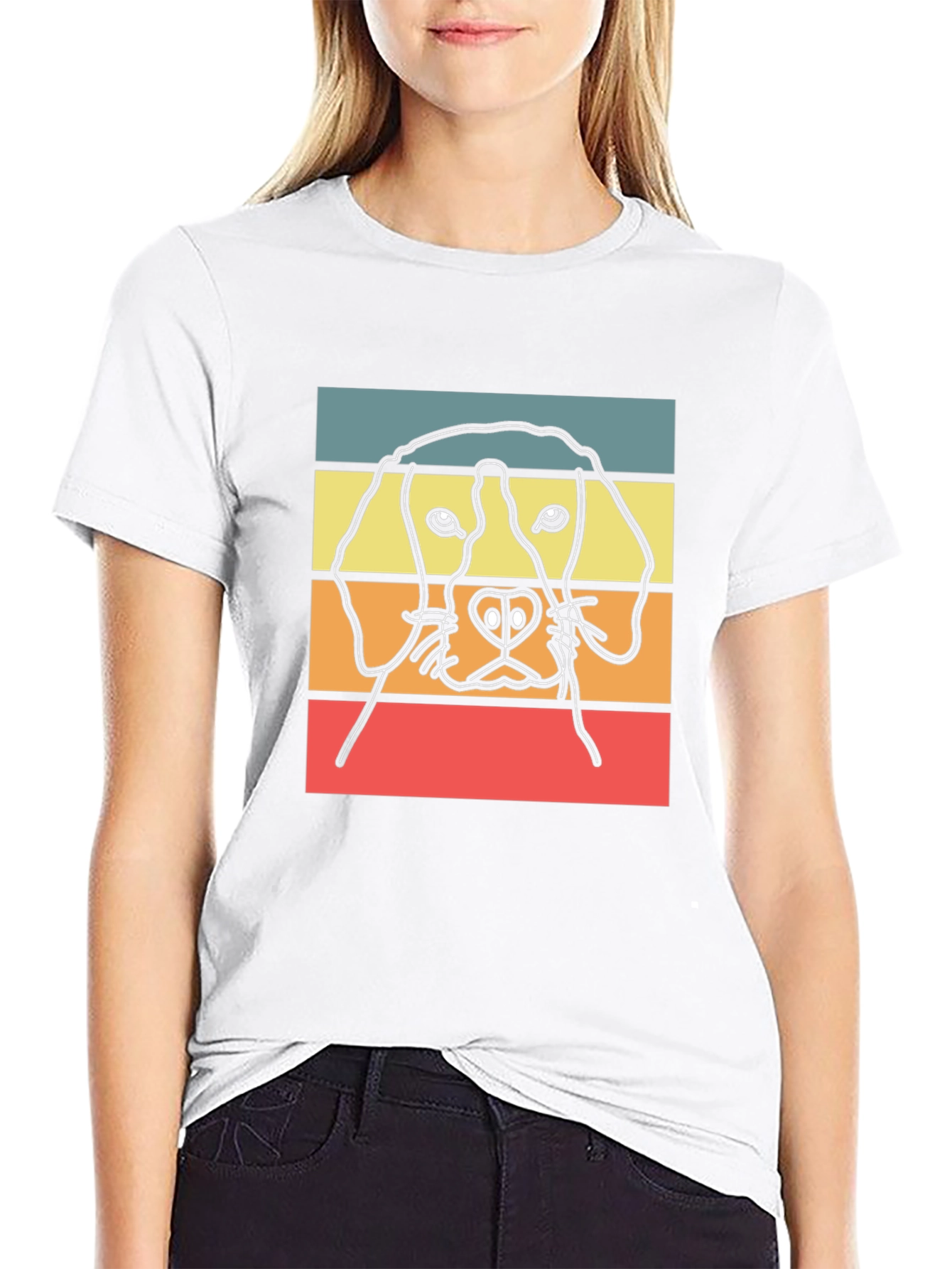 Retro Dog Silhouette Graphic Tee - Stylish Casual Wear