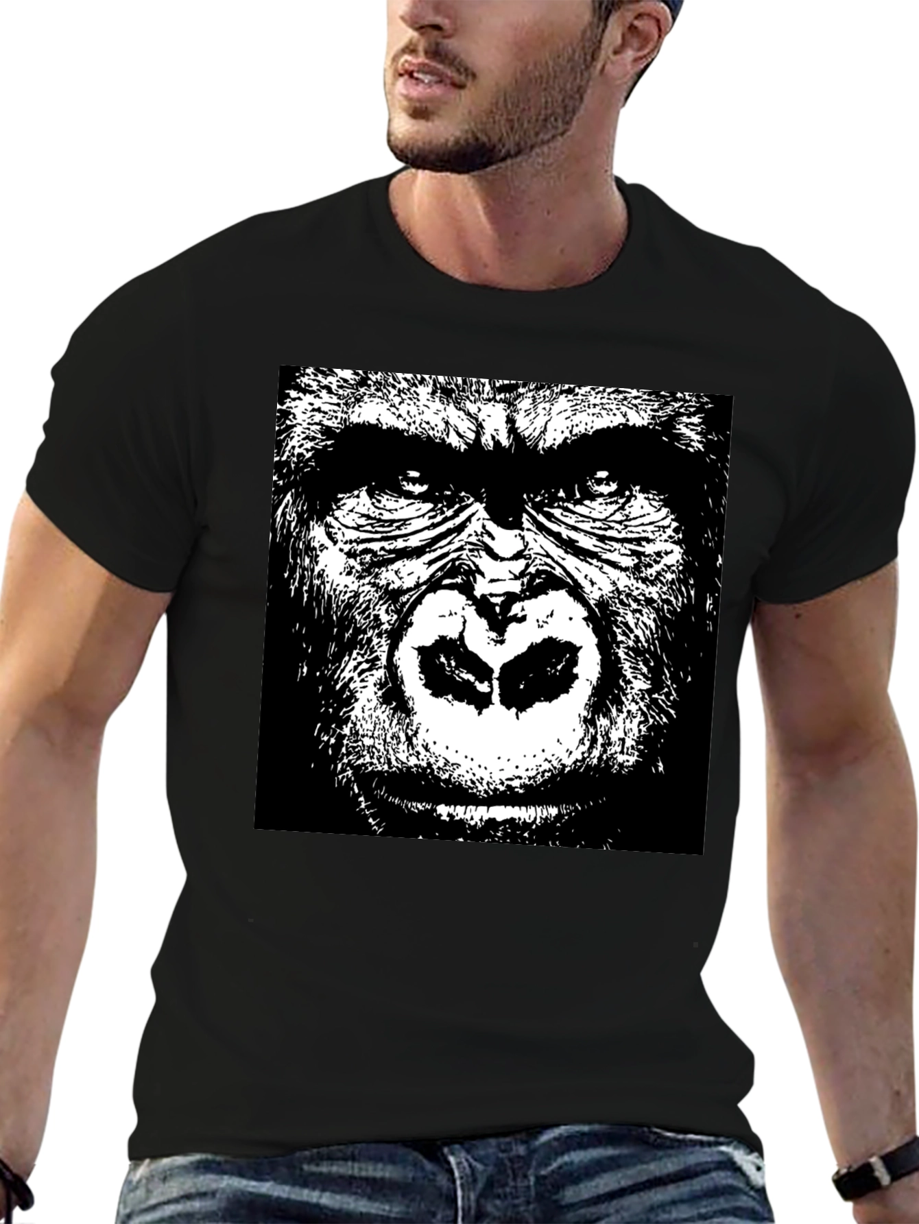 Gorilla Graphic T-Shirt - Bold Black Design