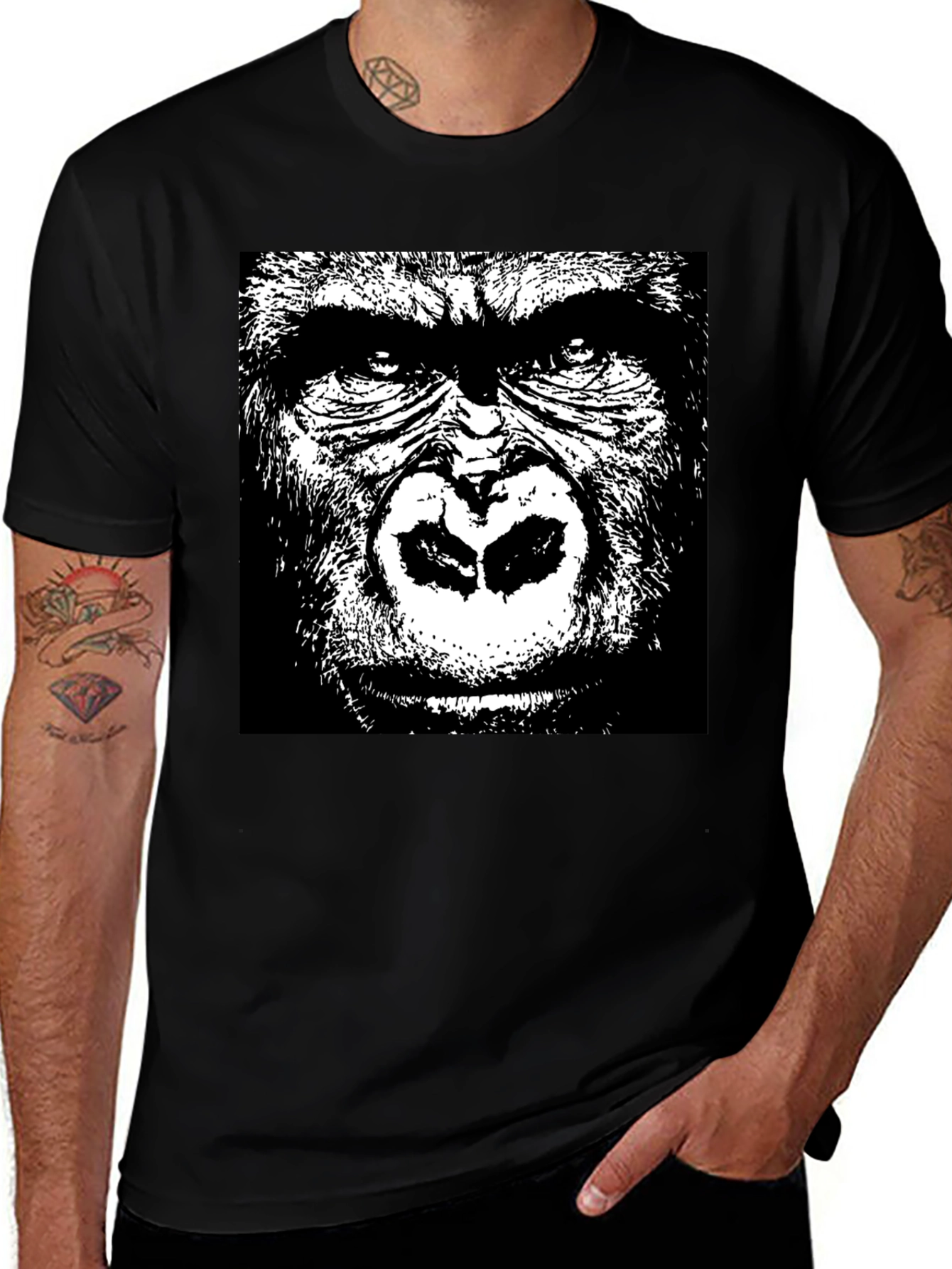 Gorilla Graphic T-Shirt - Bold Black Design