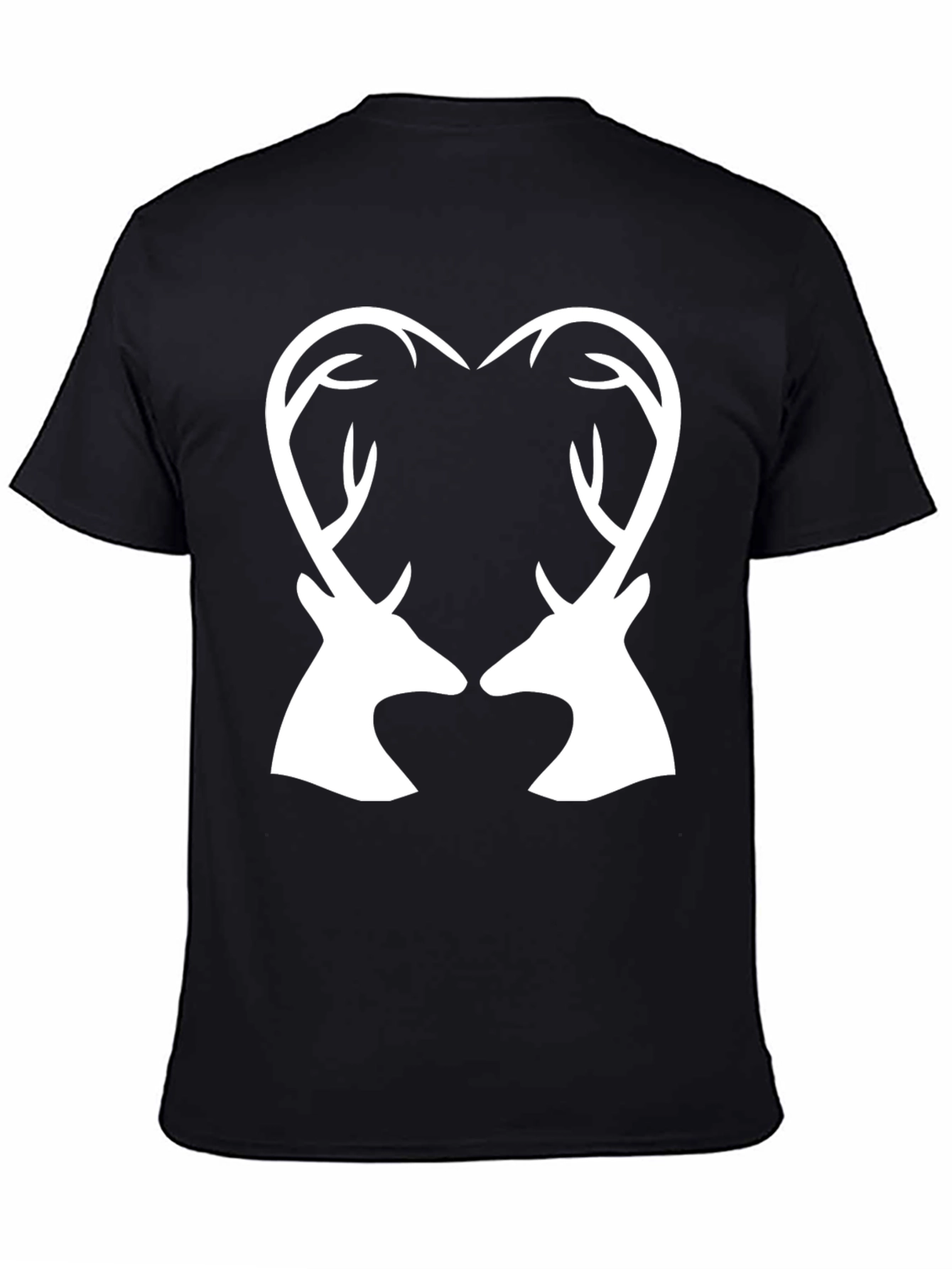 Deer Heart Antler Graphic Tee - Black Cotton