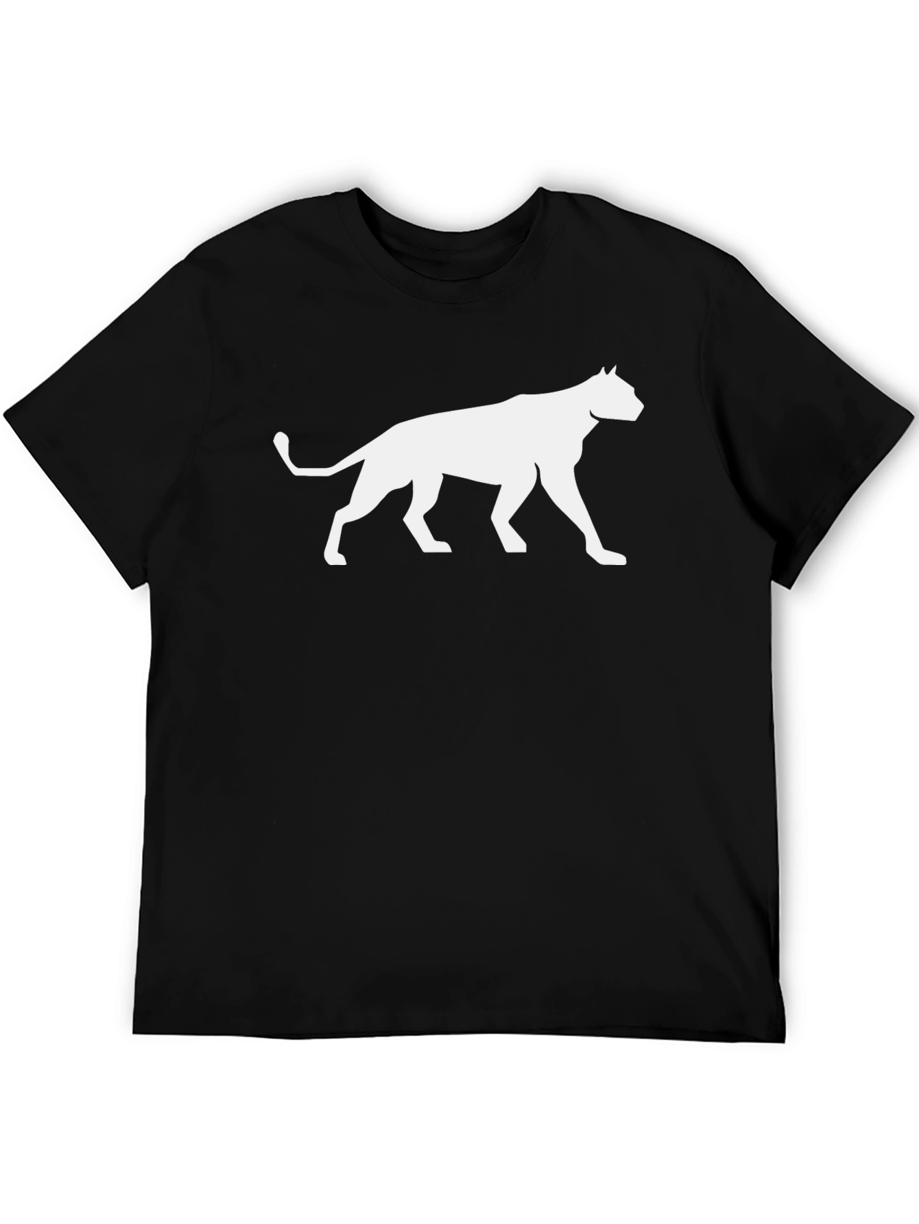 Black T-Shirt with White Cat Silhouette Graphic