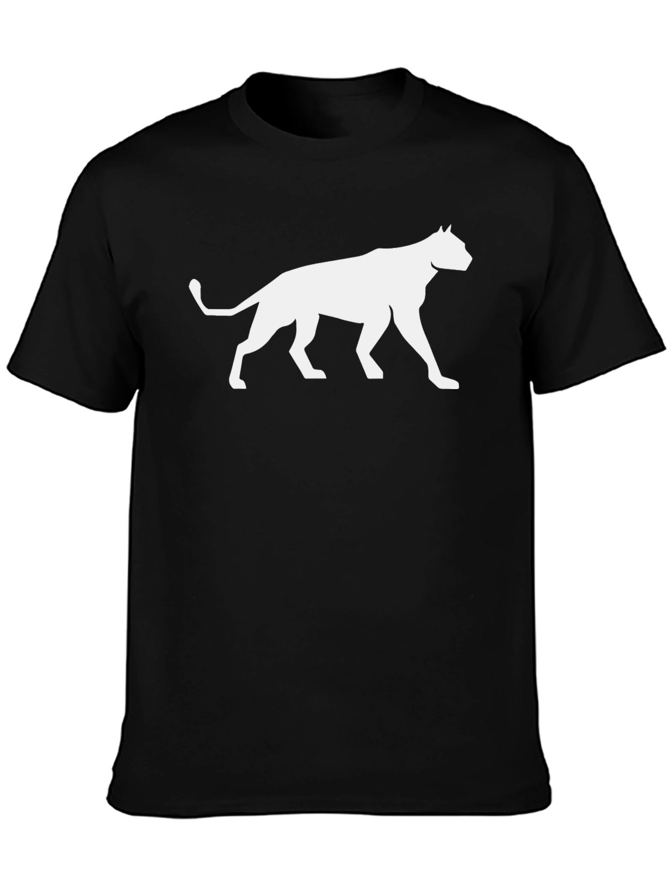 Black T-Shirt with White Cat Silhouette Graphic