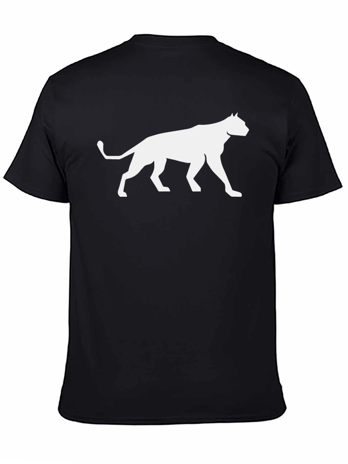 Black T-Shirt with White Cat Silhouette Graphic