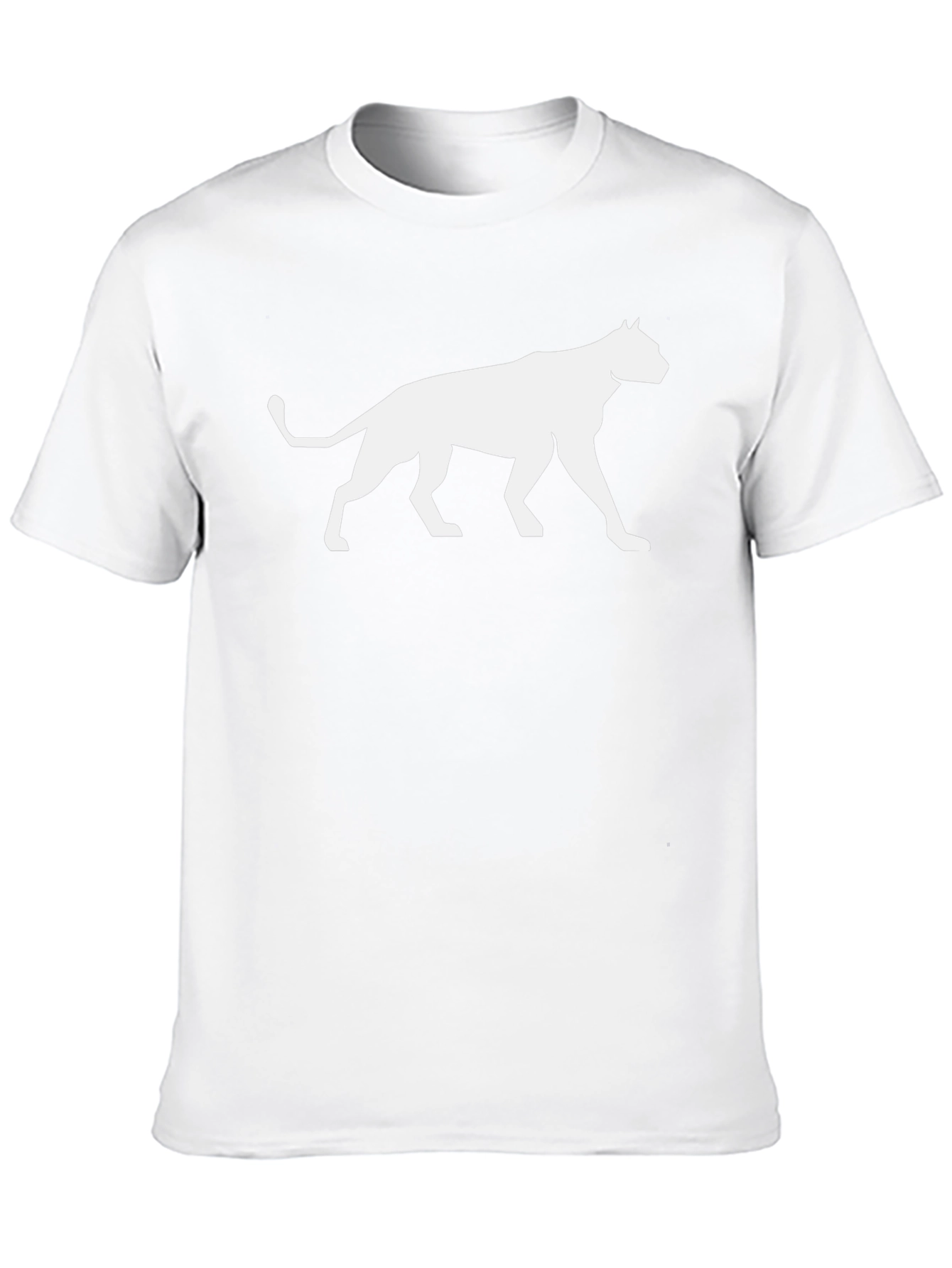 Black T-Shirt with White Cat Silhouette Graphic