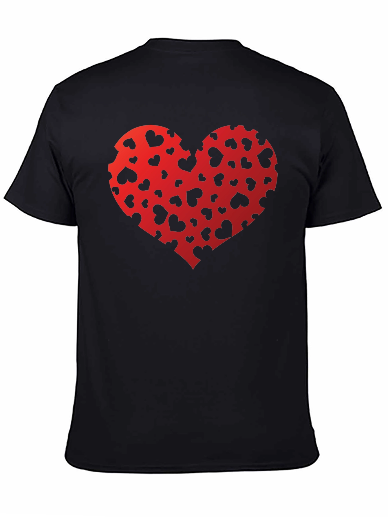 Heart Print Black T-Shirt