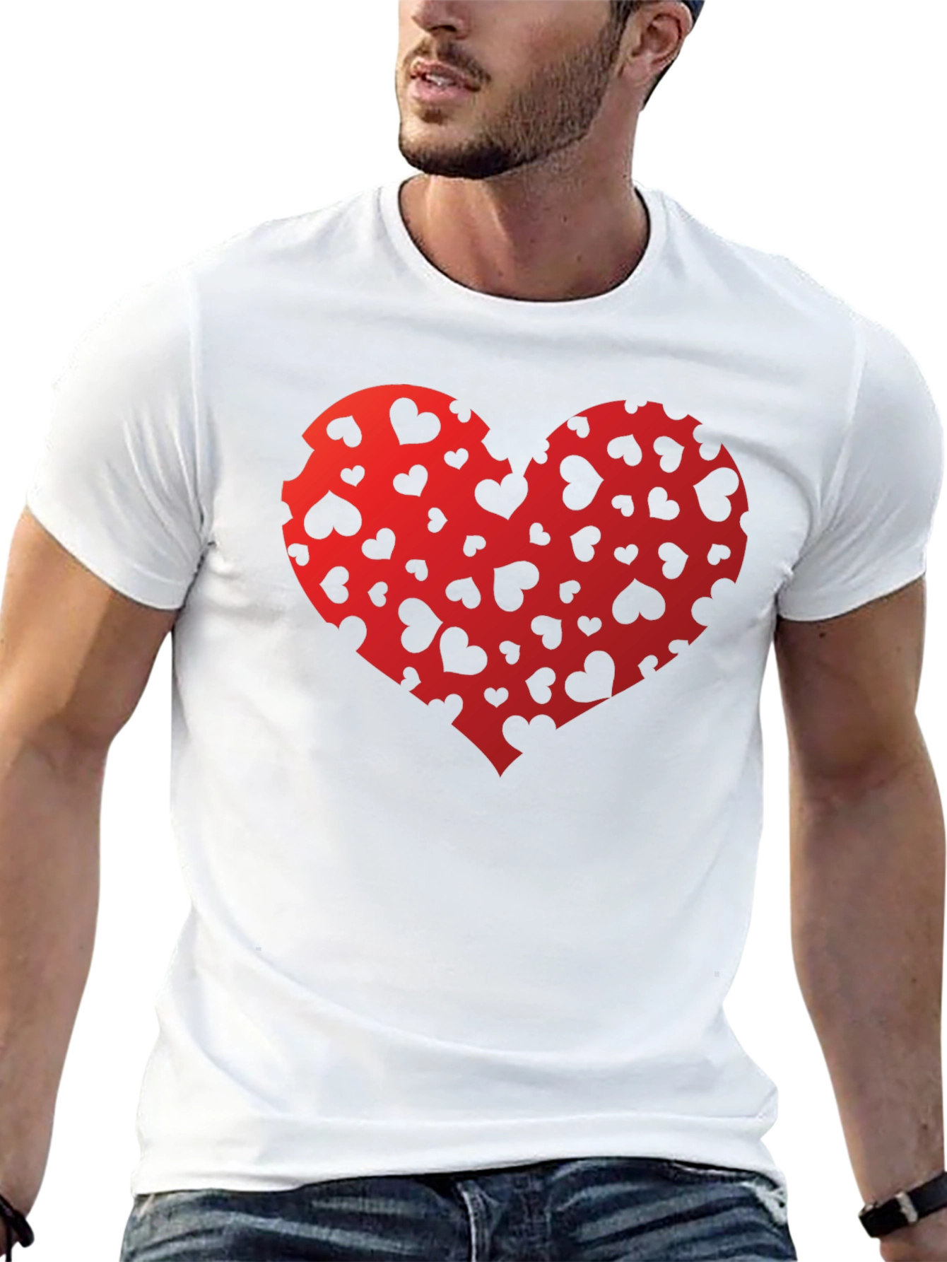 Heart Print Black T-Shirt