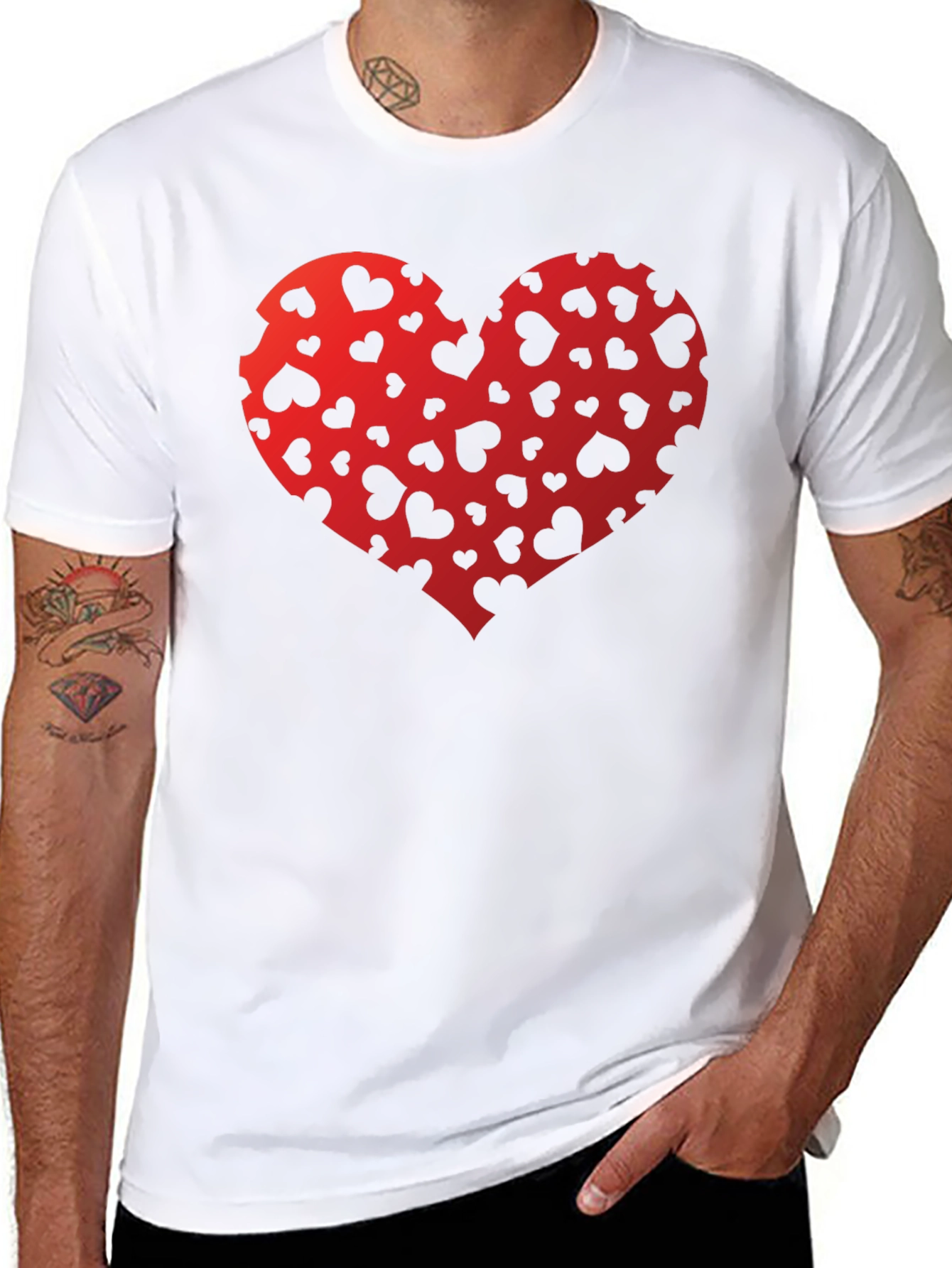 Heart Print Black T-Shirt