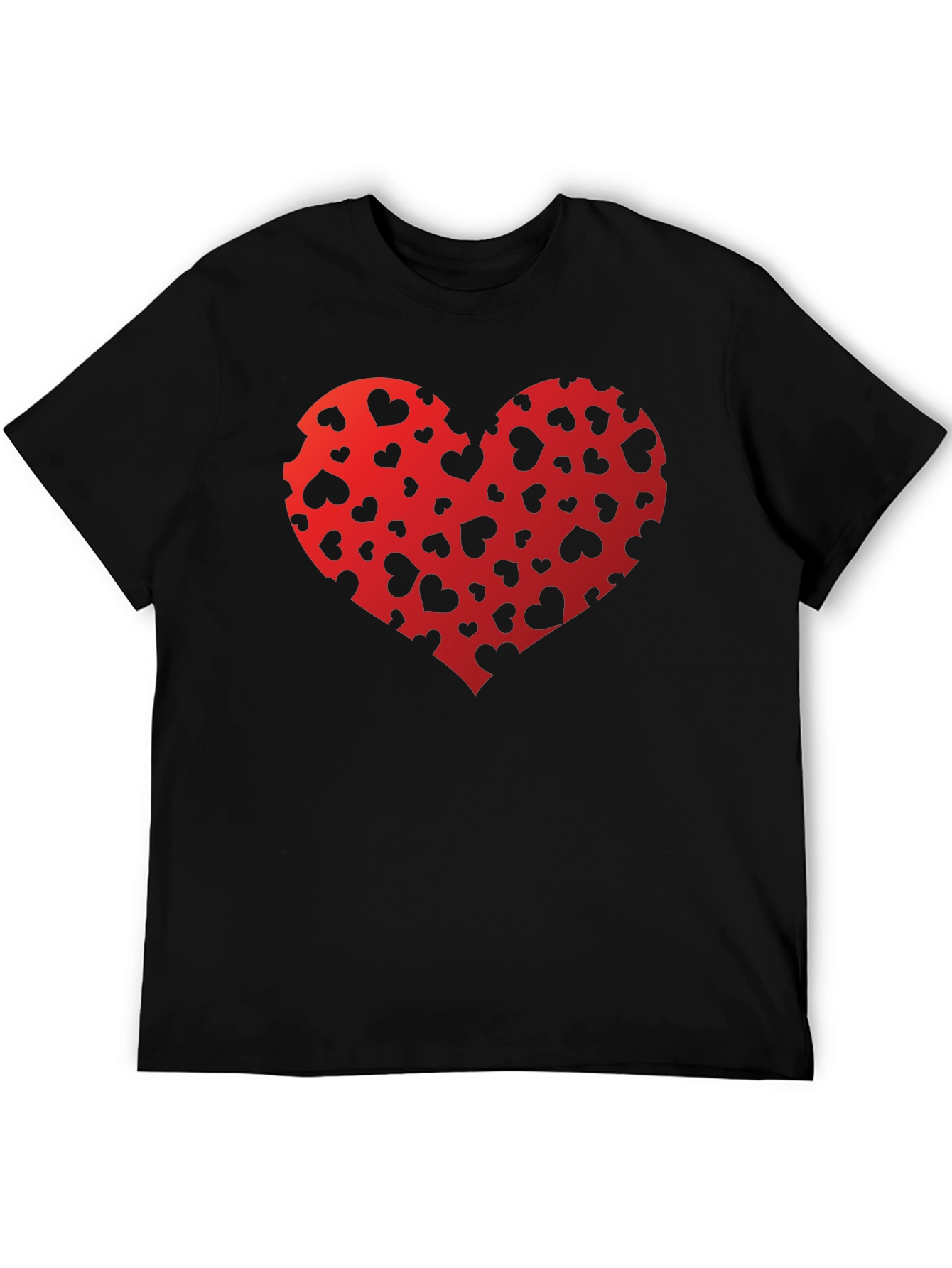 Heart Print Black T-Shirt