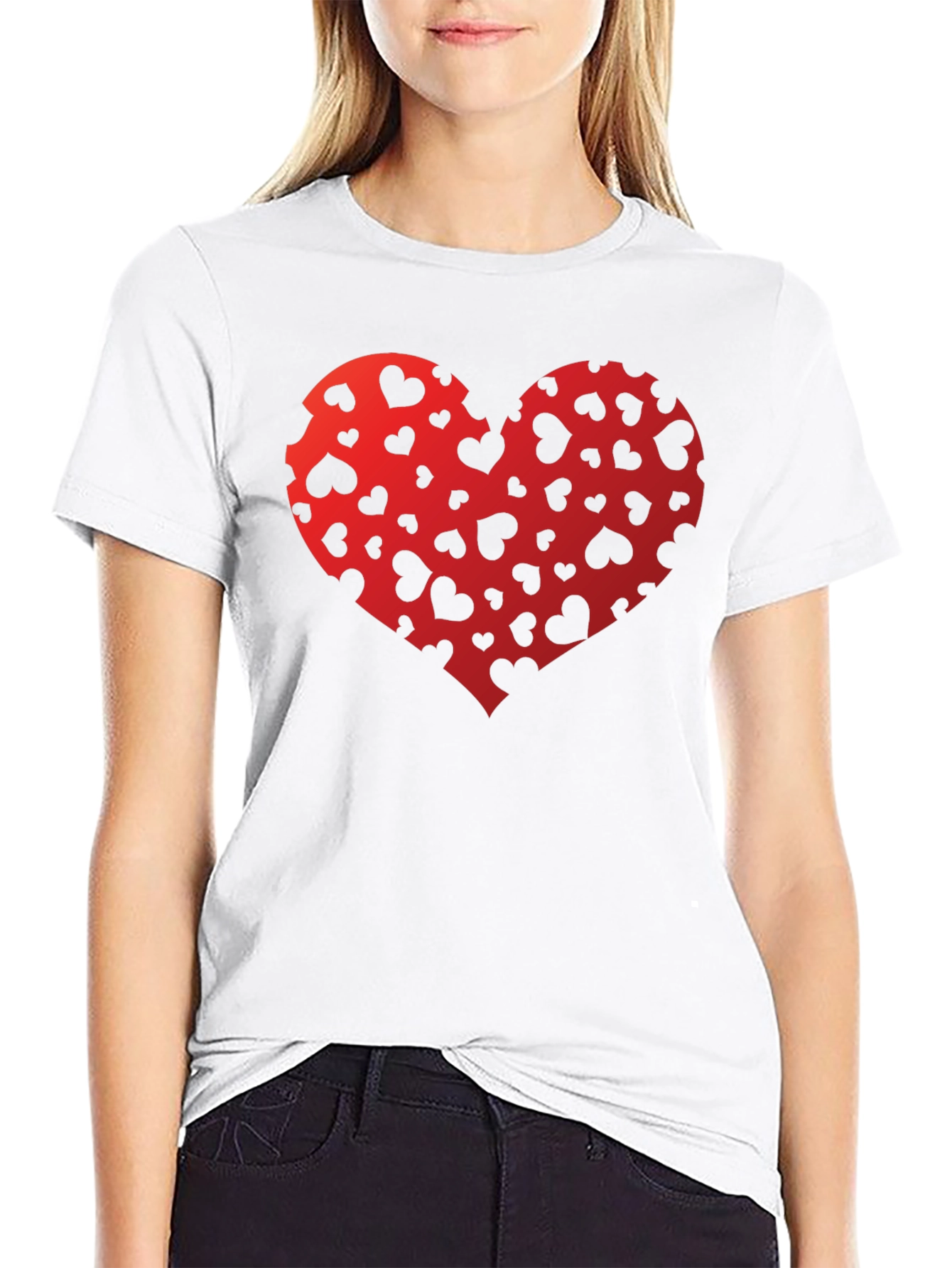 Heart Print Black T-Shirt