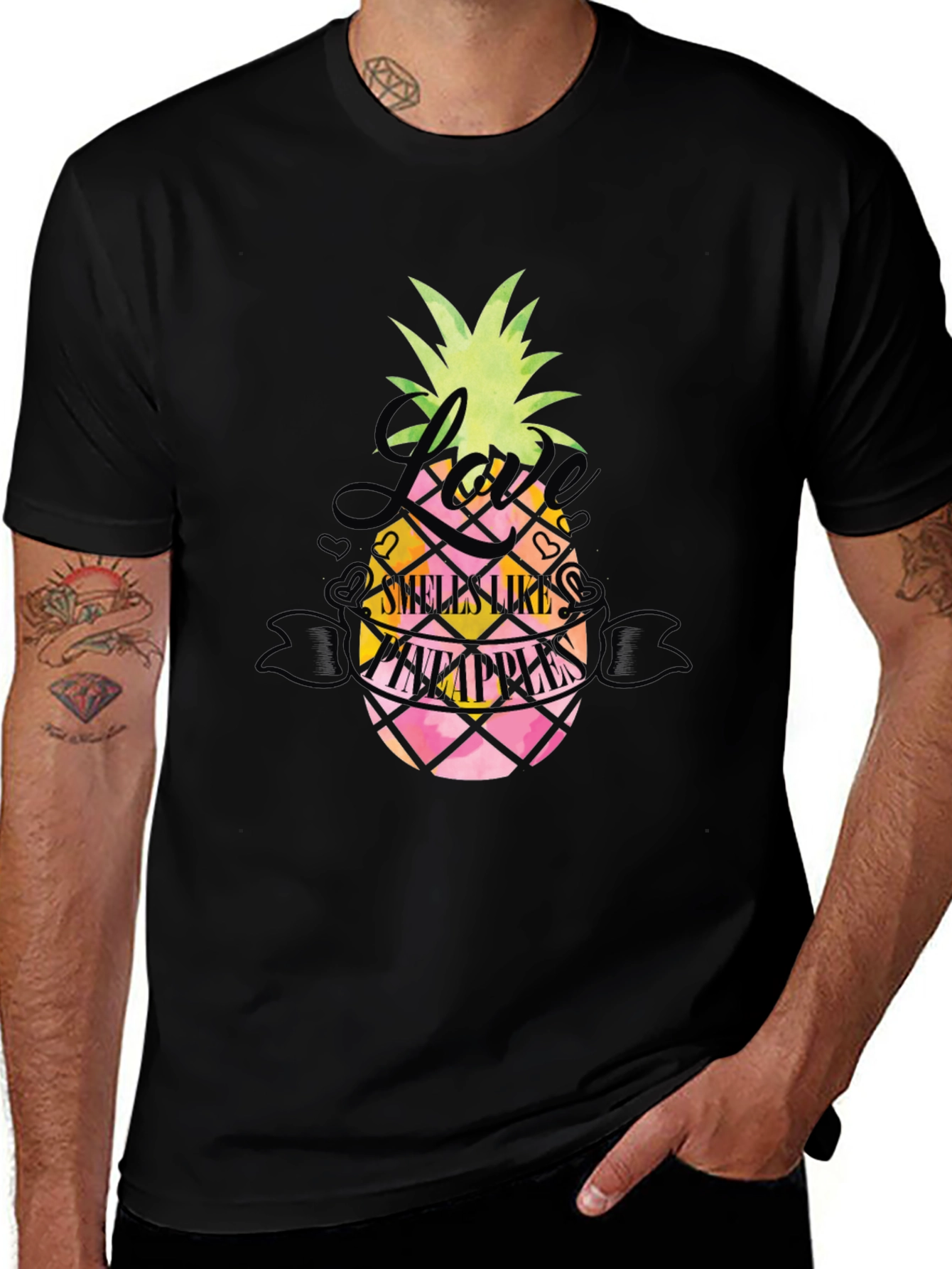 Love Smells Like Pineapples Black T-Shirt