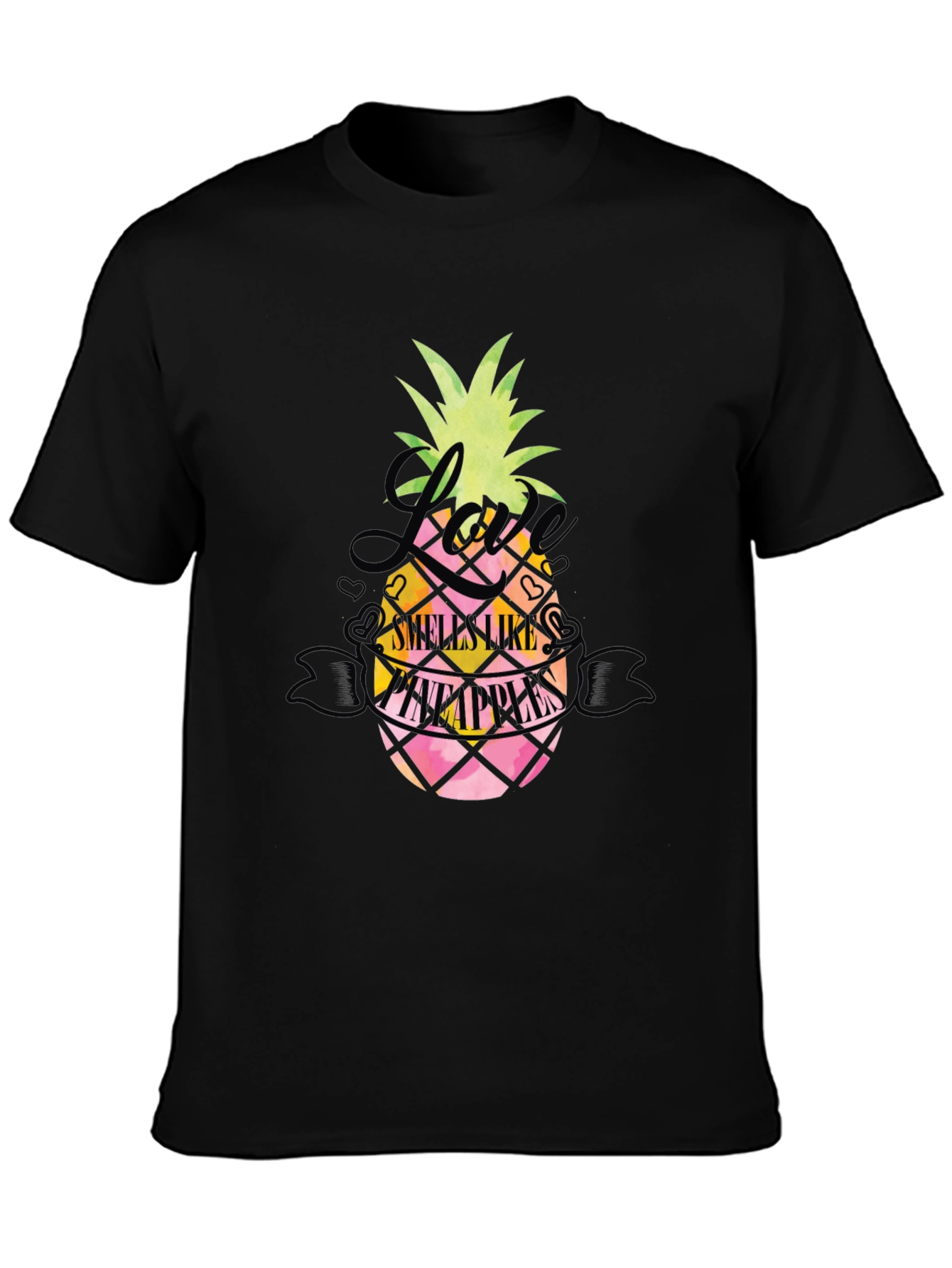 Love Smells Like Pineapples Black T-Shirt