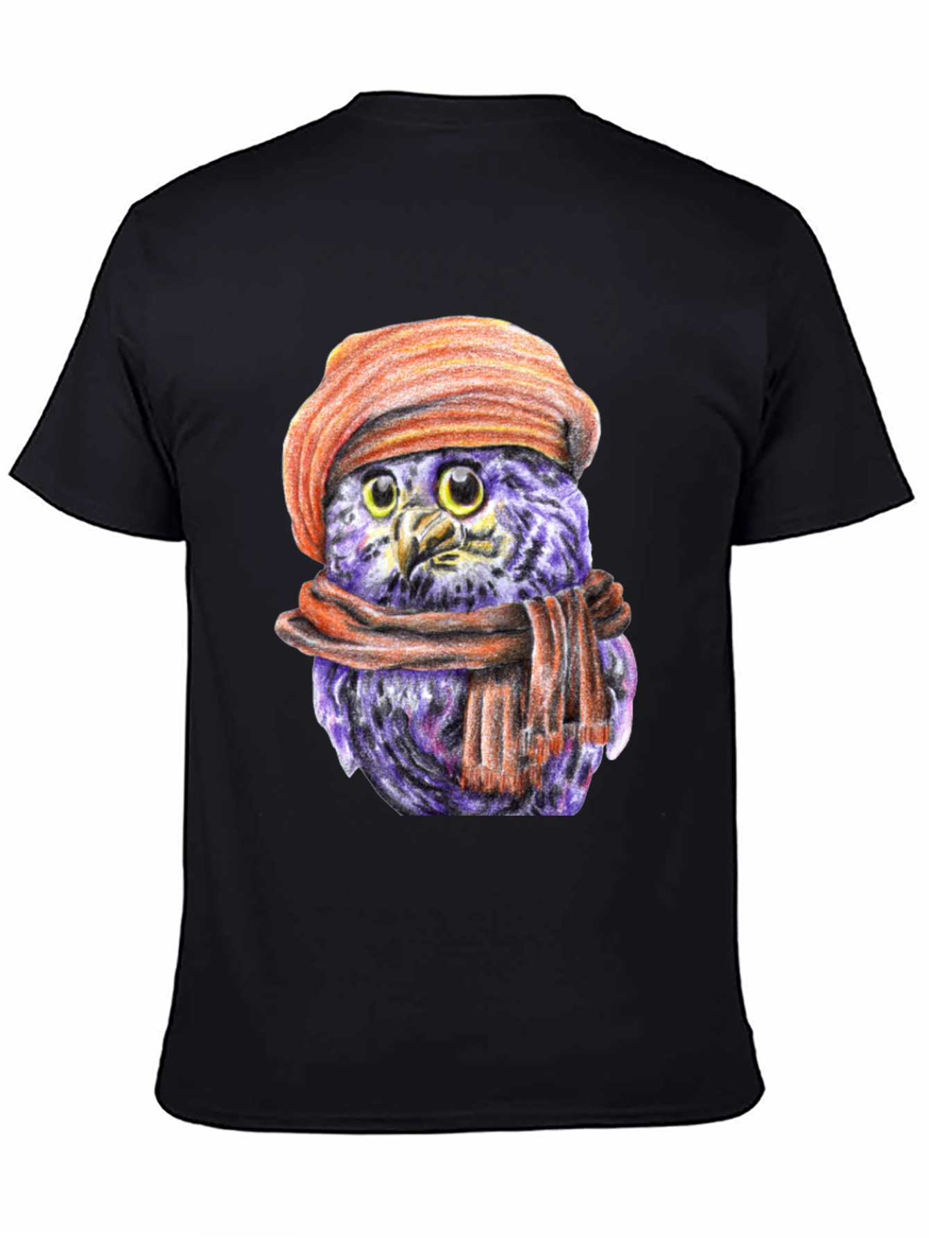 Owl with Beret T-Shirt - Unique Graphic Tee