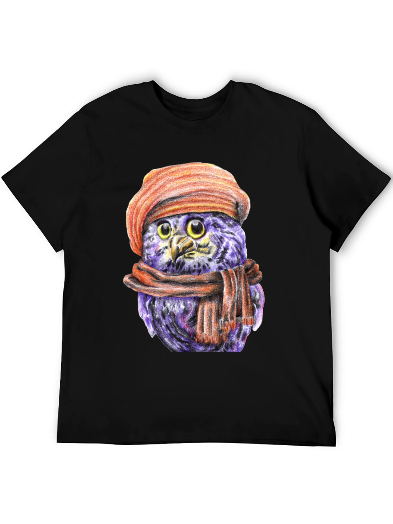 Owl with Beret T-Shirt - Unique Graphic Tee