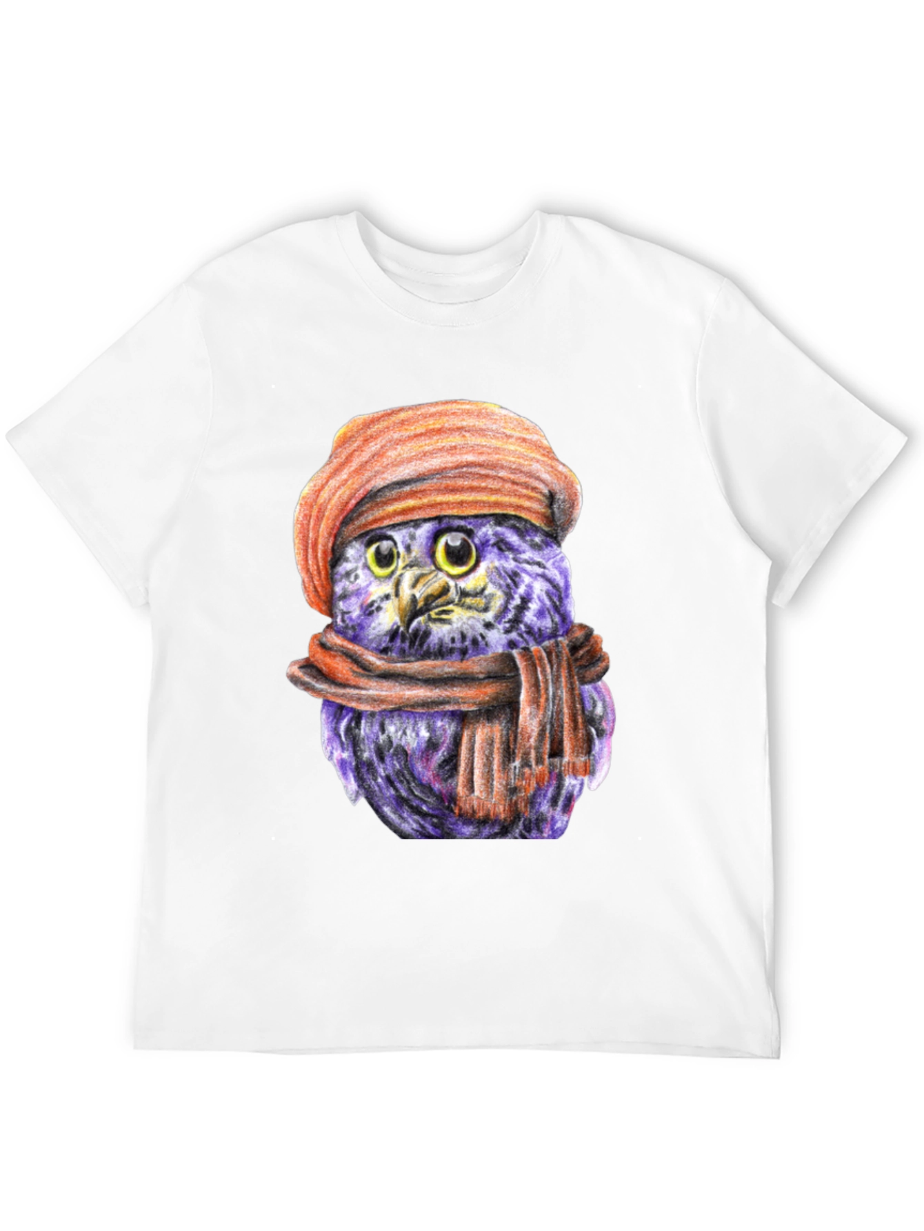 Owl with Beret T-Shirt - Unique Graphic Tee