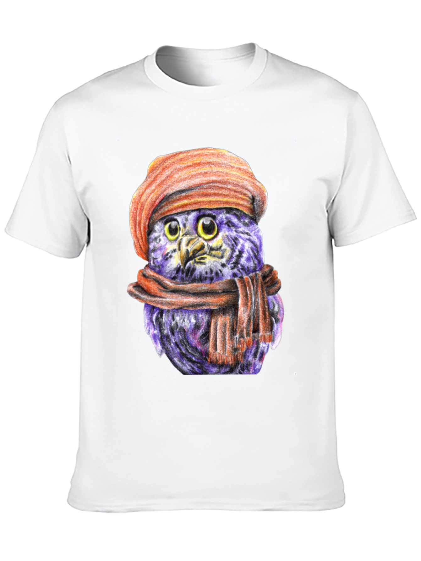 Owl with Beret T-Shirt - Unique Graphic Tee