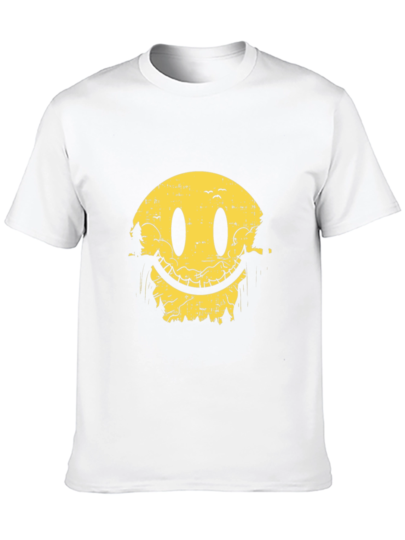 Smiley Face Nature Scene Black T-Shirt