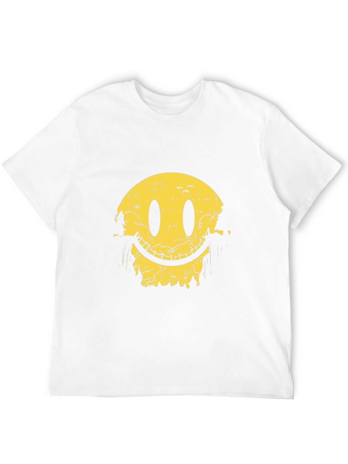 Smiley Face Nature Scene Black T-Shirt