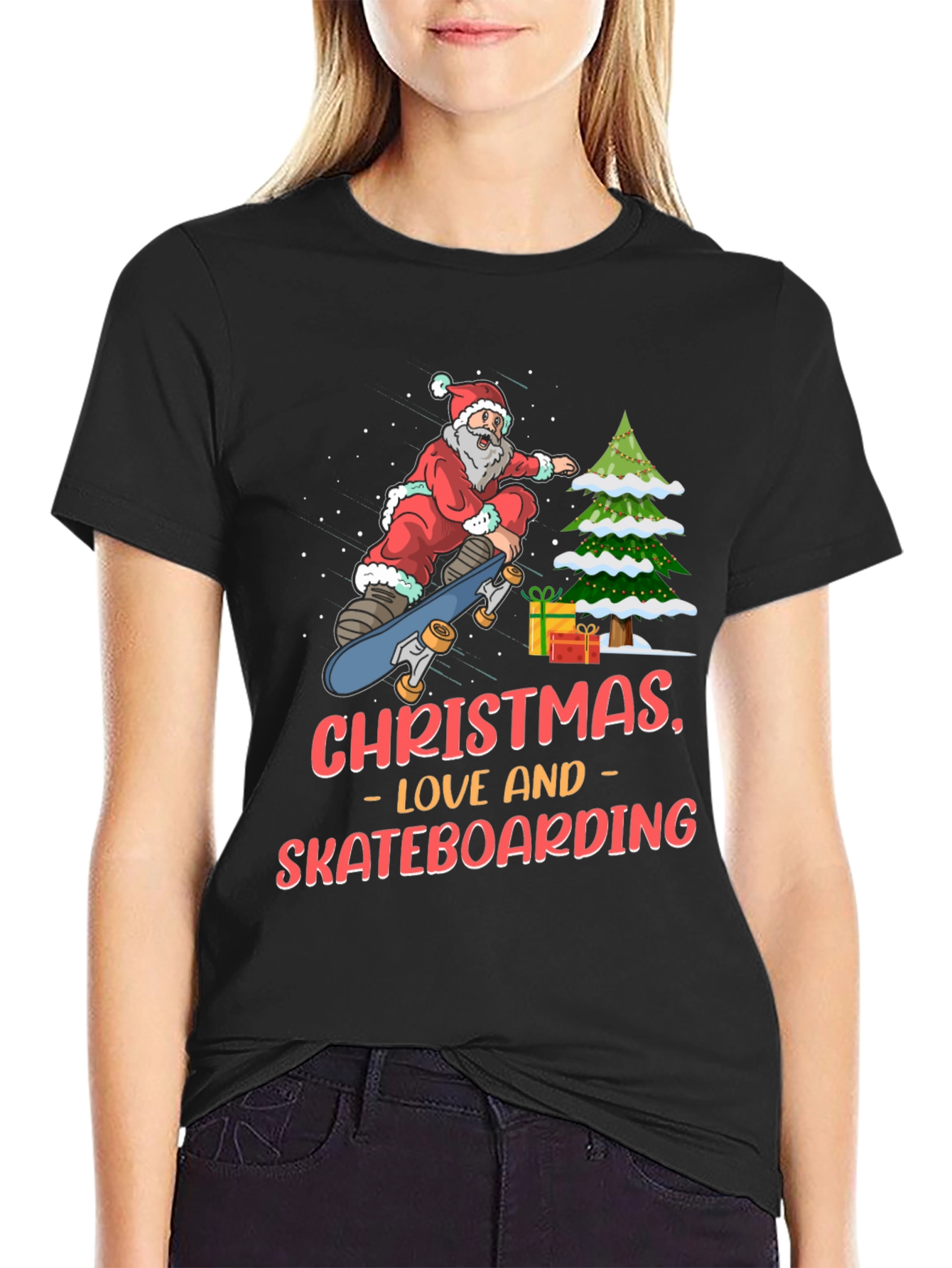 Christmas Skateboard Santa T-Shirt