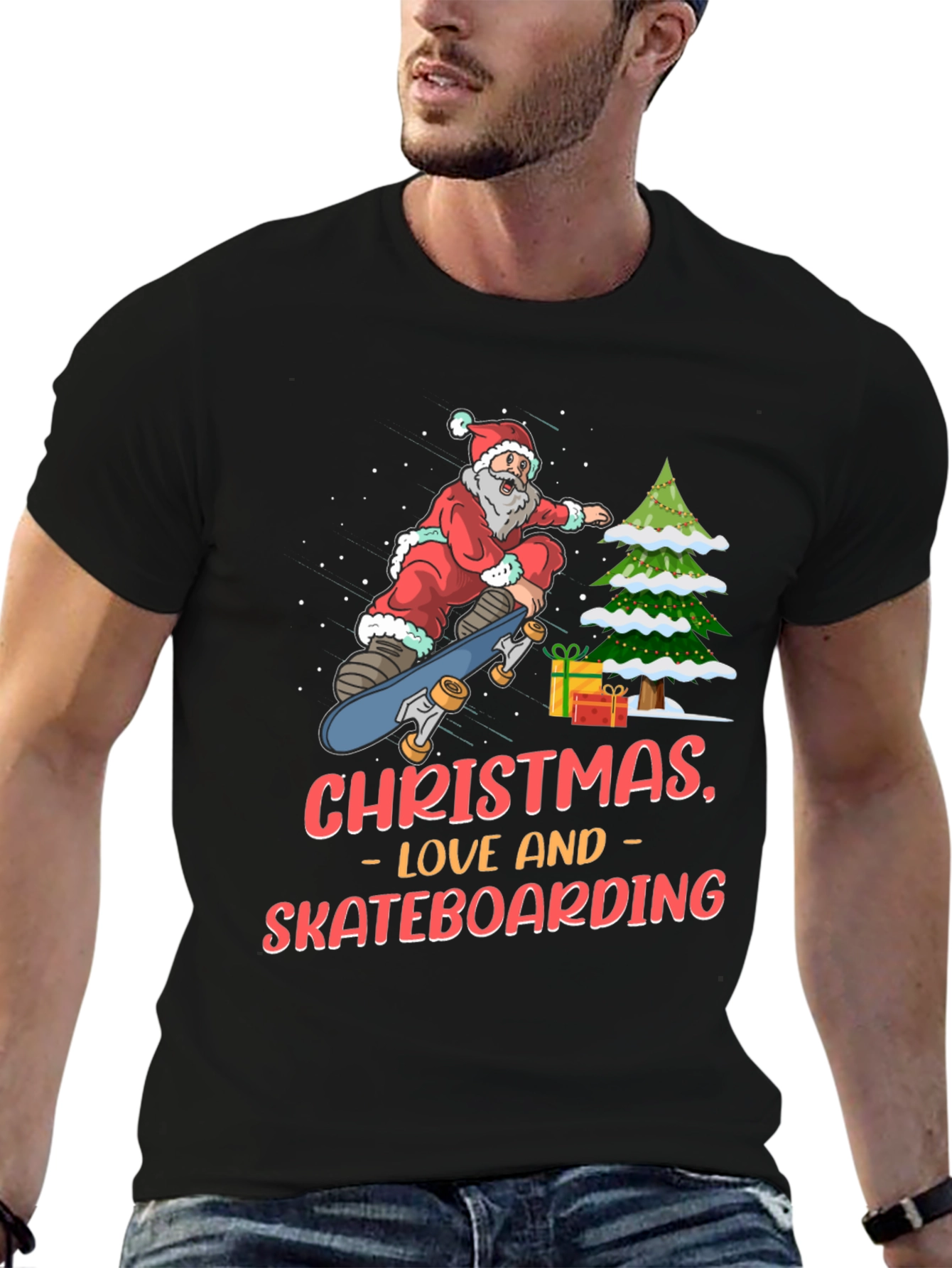Christmas Skateboard Santa T-Shirt