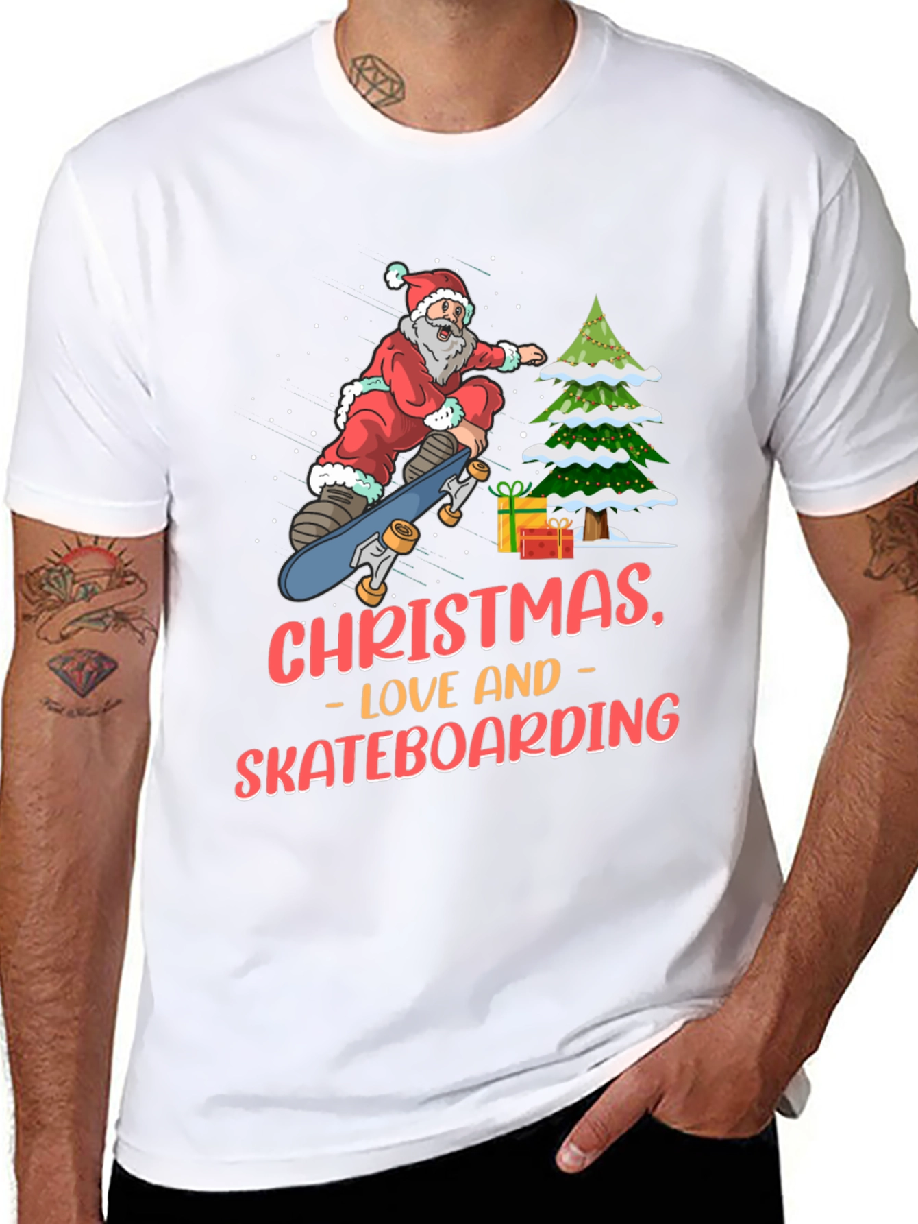 Christmas Skateboard Santa T-Shirt