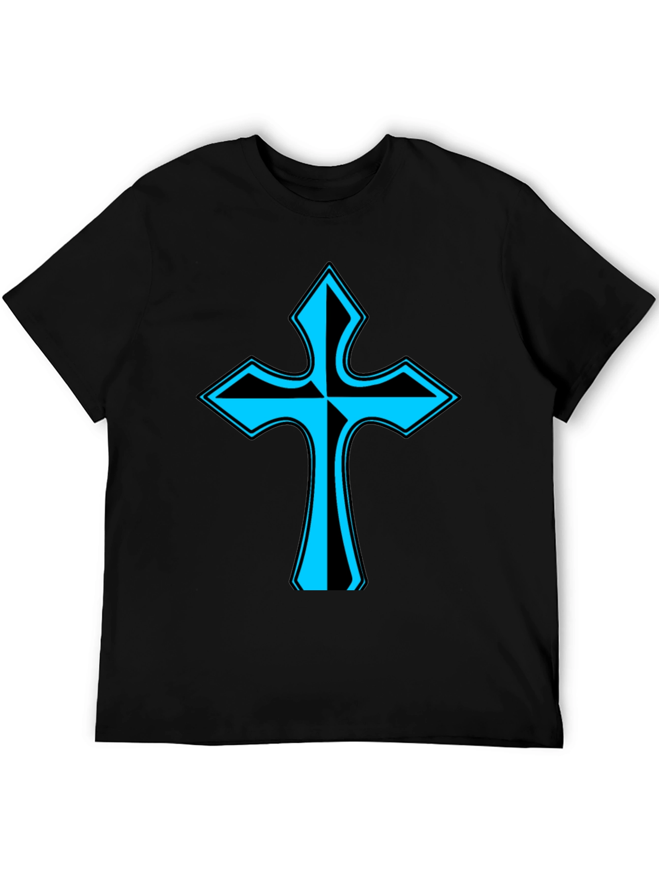 Stylish Cross Graphic Tee - Black